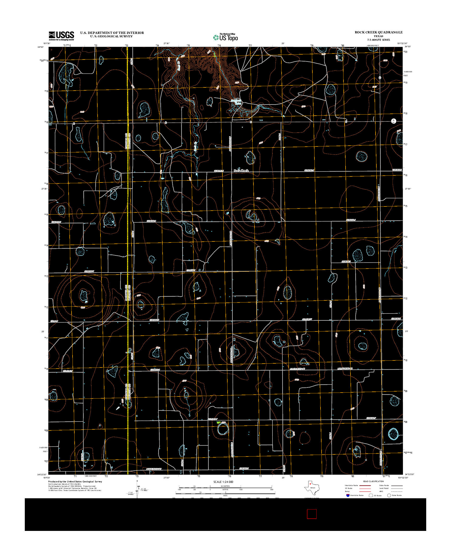 USGS US TOPO 7.5-MINUTE MAP FOR ROCK CREEK, TX 2012