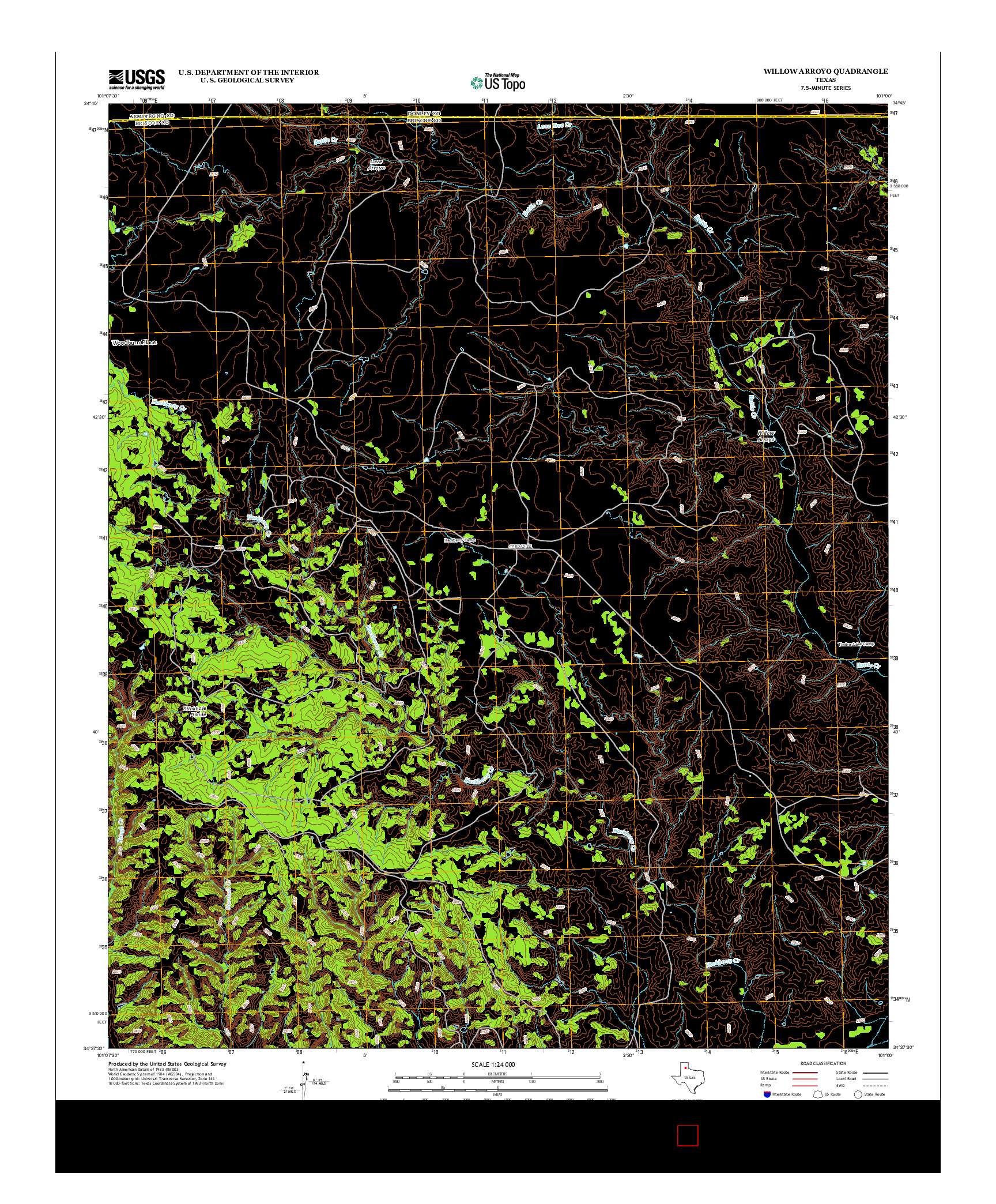 USGS US TOPO 7.5-MINUTE MAP FOR WILLOW ARROYO, TX 2012