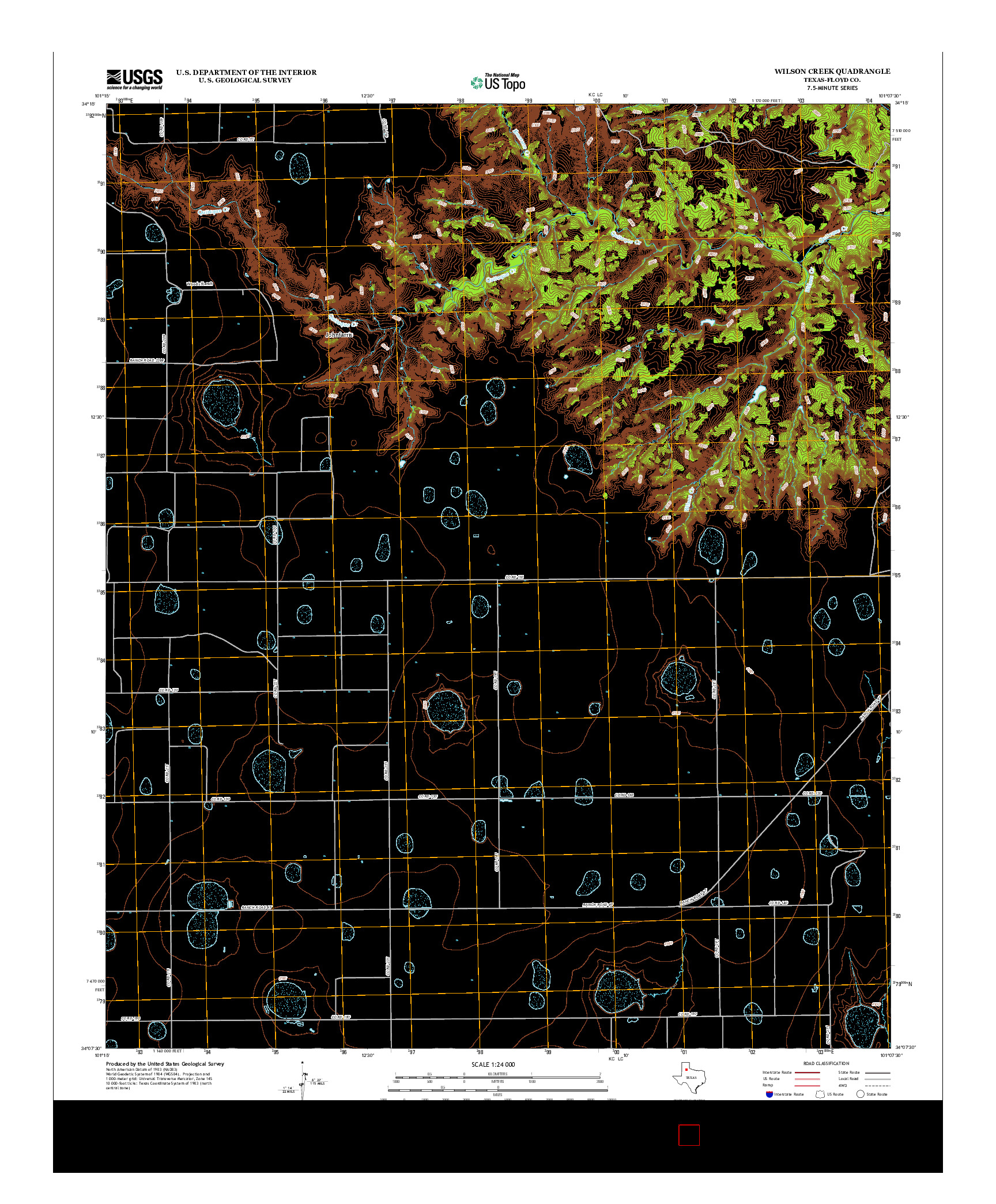 USGS US TOPO 7.5-MINUTE MAP FOR WILSON CREEK, TX 2012