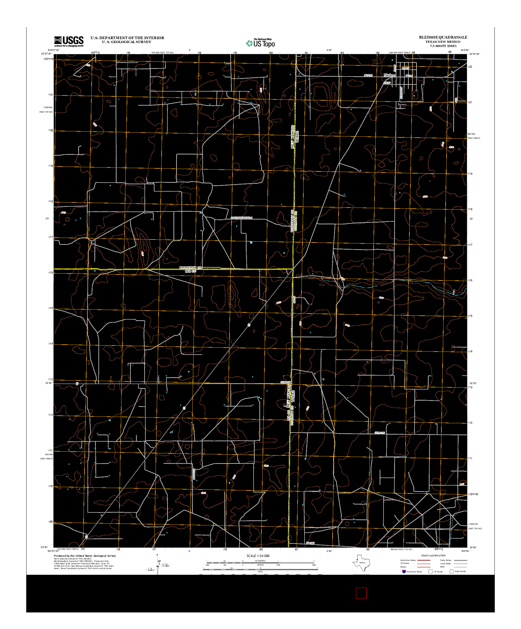USGS US TOPO 7.5-MINUTE MAP FOR BLEDSOE, TX-NM 2012
