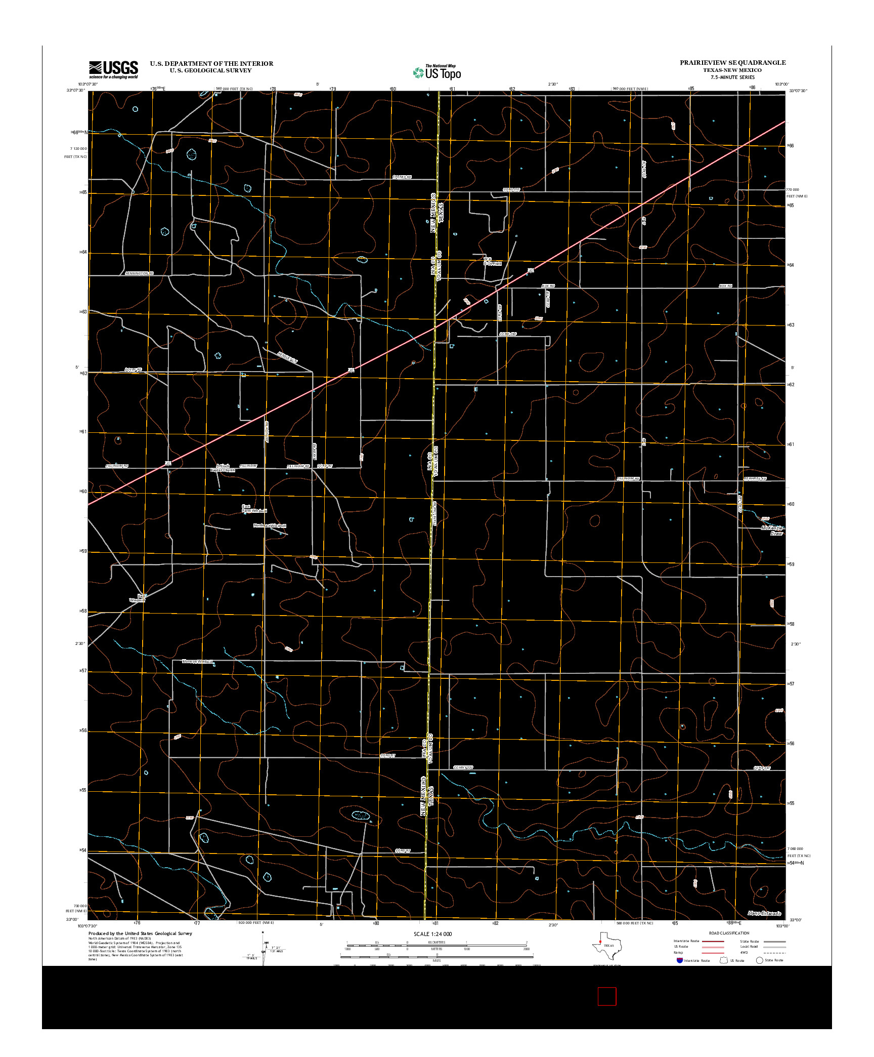 USGS US TOPO 7.5-MINUTE MAP FOR PRAIRIEVIEW SE, TX-NM 2012