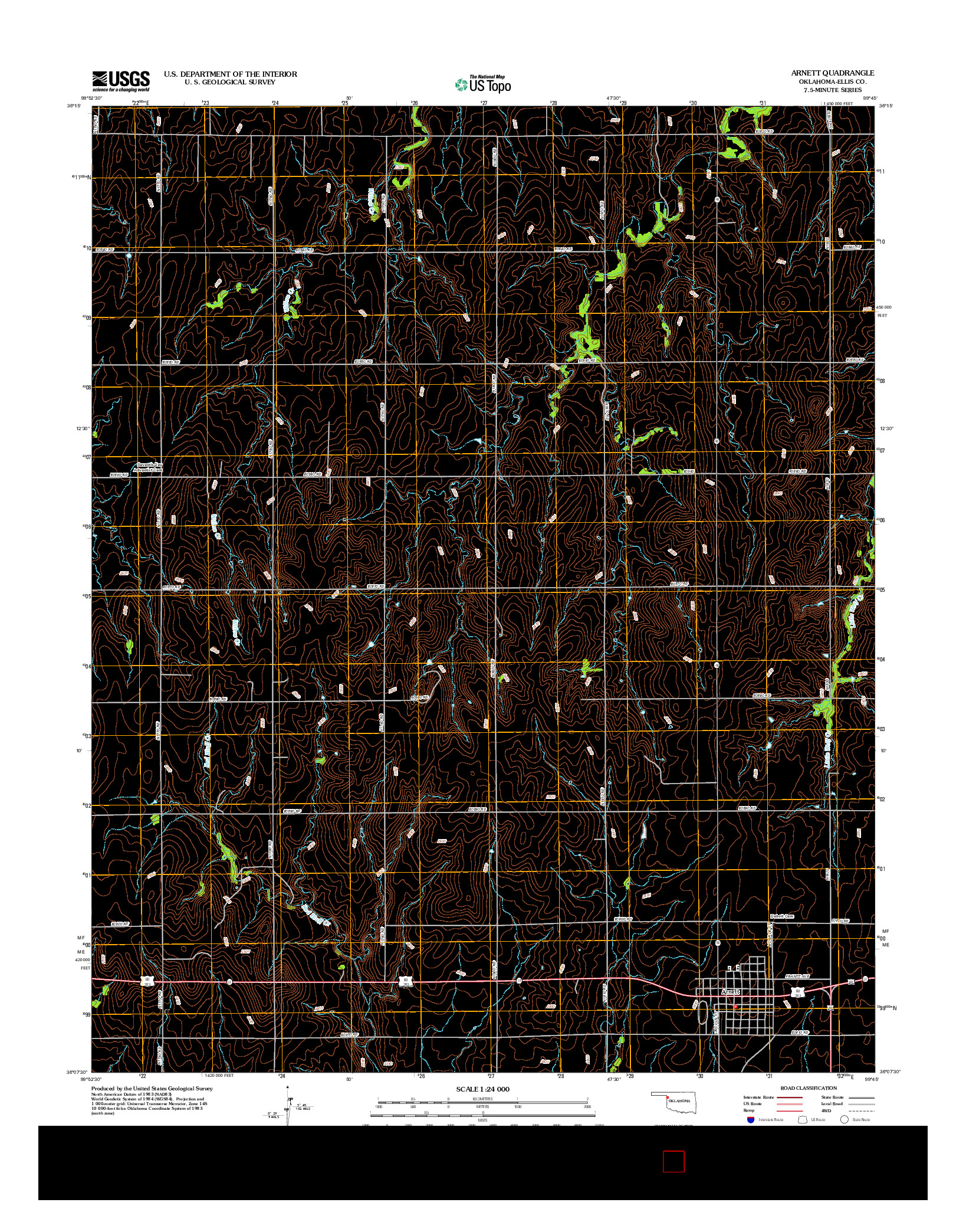 USGS US TOPO 7.5-MINUTE MAP FOR ARNETT, OK 2012