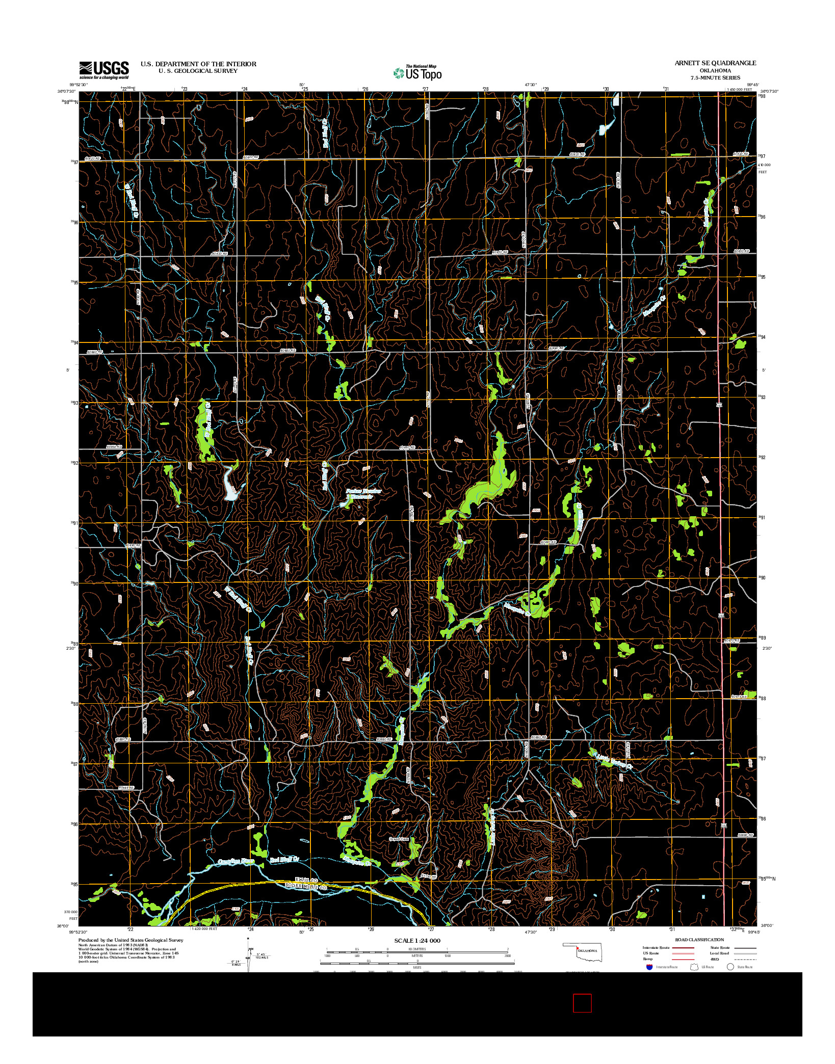 USGS US TOPO 7.5-MINUTE MAP FOR ARNETT SE, OK 2012