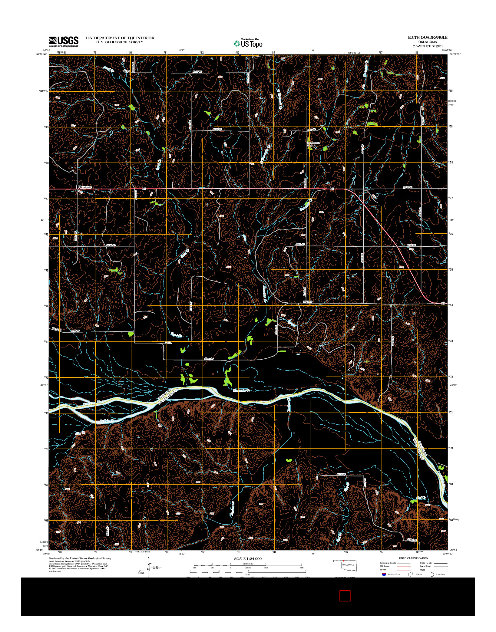 USGS US TOPO 7.5-MINUTE MAP FOR EDITH, OK 2012
