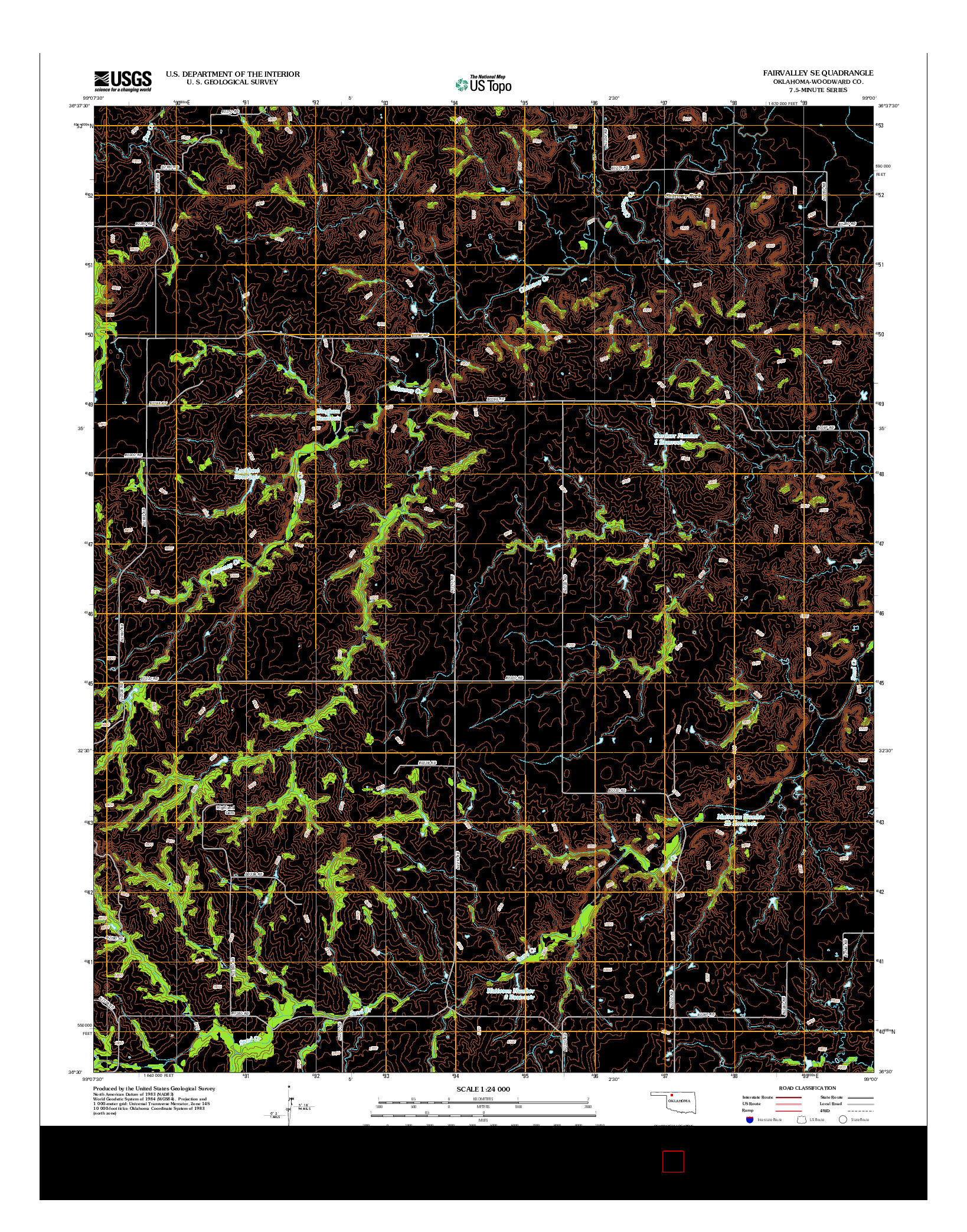 USGS US TOPO 7.5-MINUTE MAP FOR FAIRVALLEY SE, OK 2012