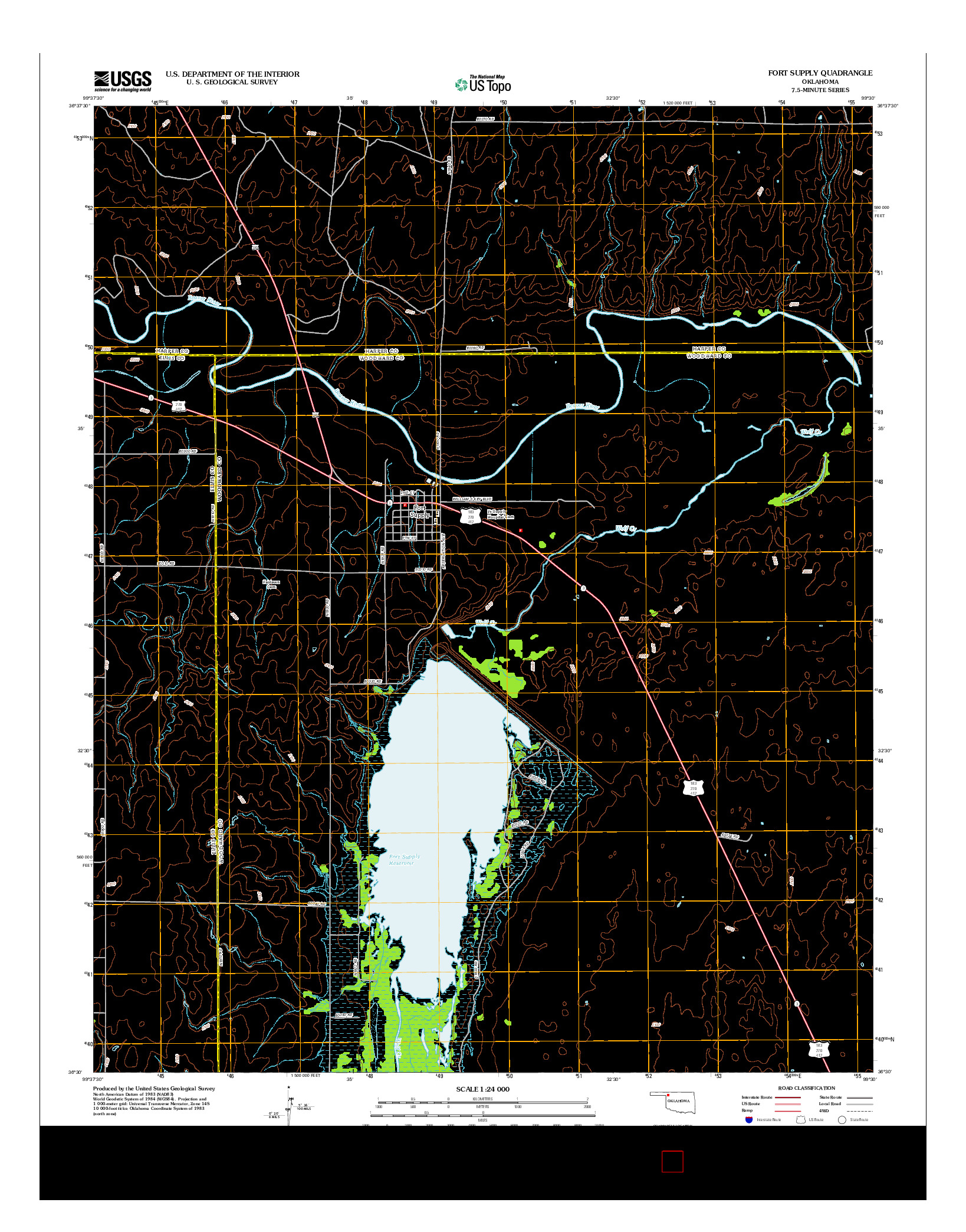 USGS US TOPO 7.5-MINUTE MAP FOR FORT SUPPLY, OK 2012