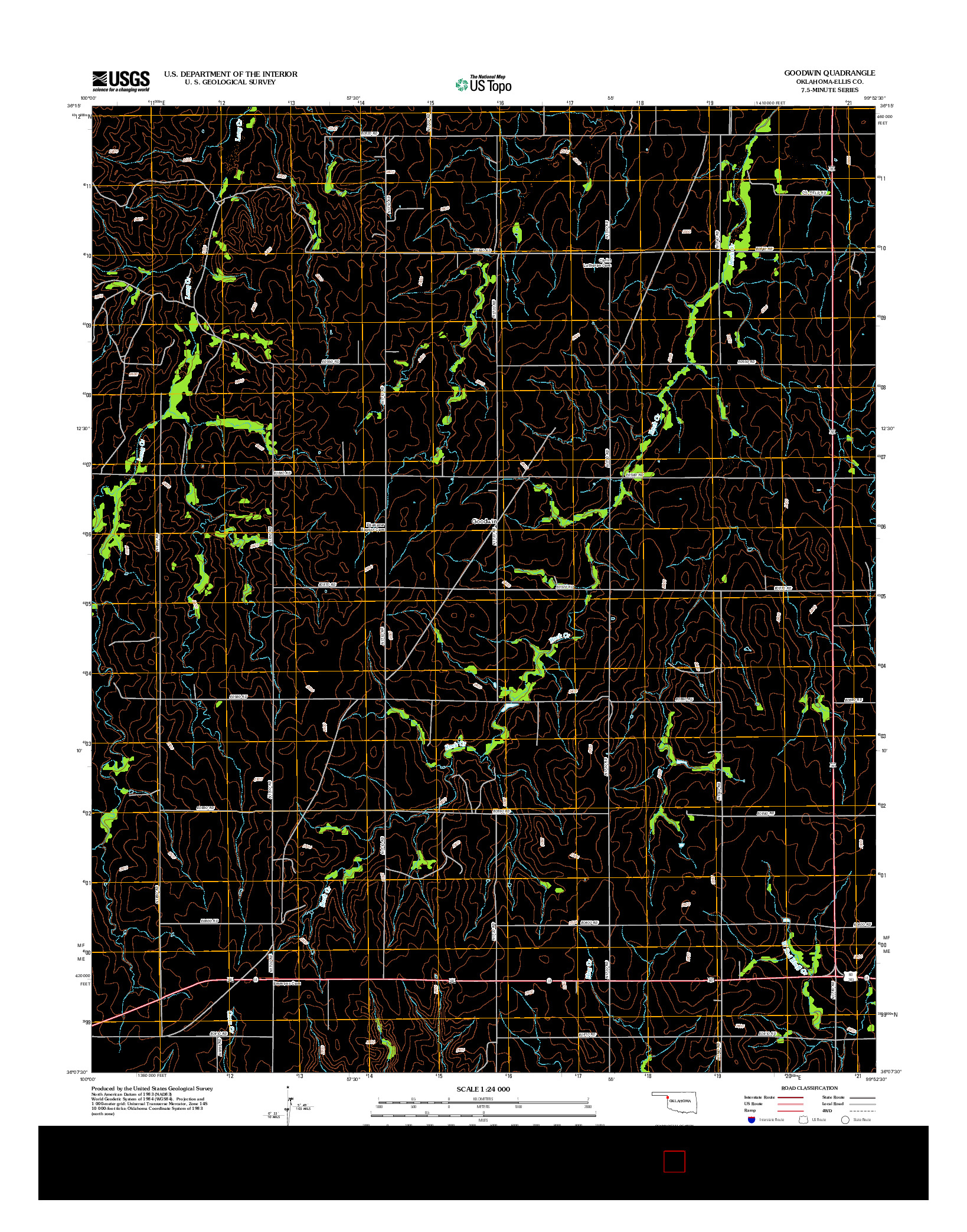 USGS US TOPO 7.5-MINUTE MAP FOR GOODWIN, OK 2012