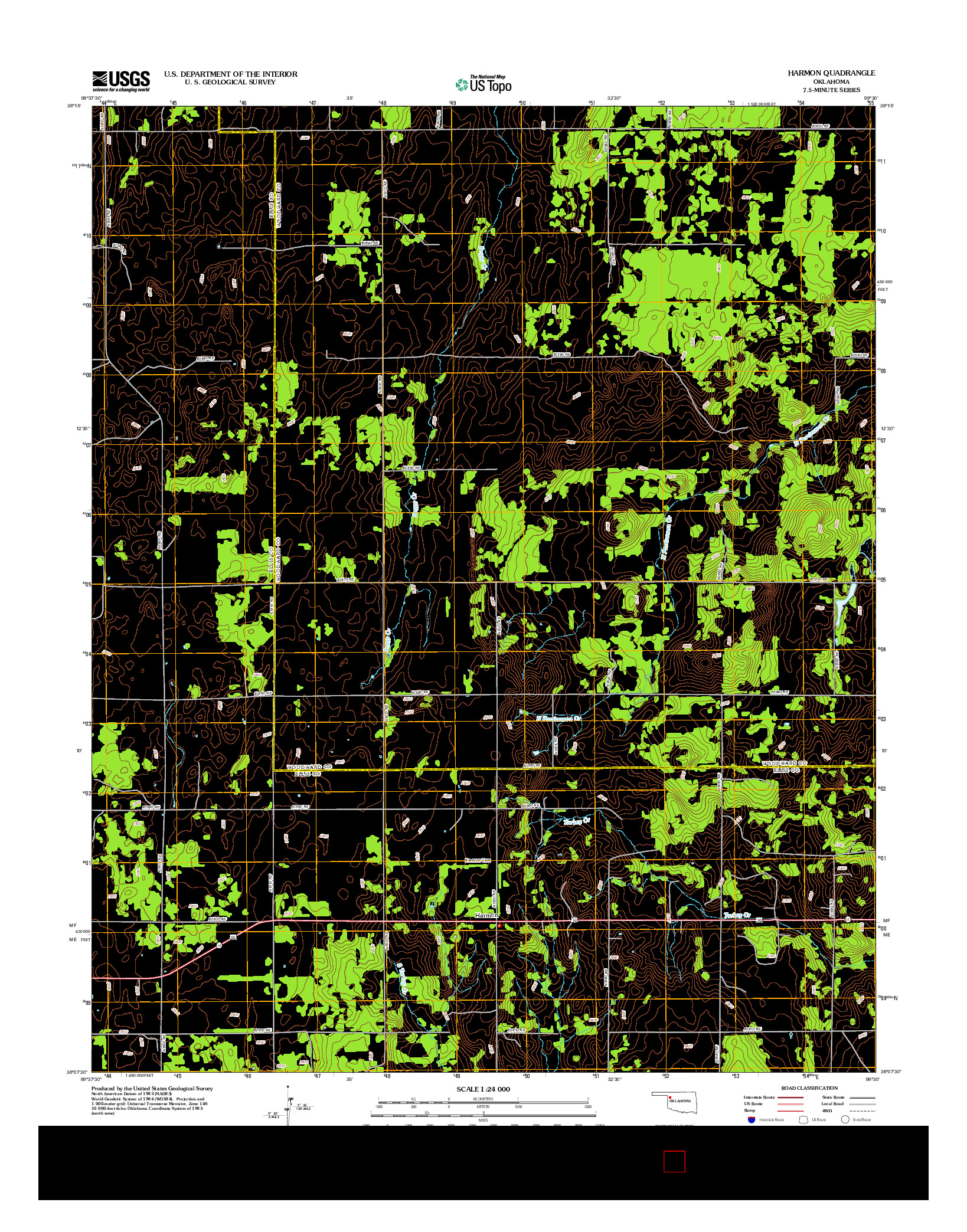 USGS US TOPO 7.5-MINUTE MAP FOR HARMON, OK 2012