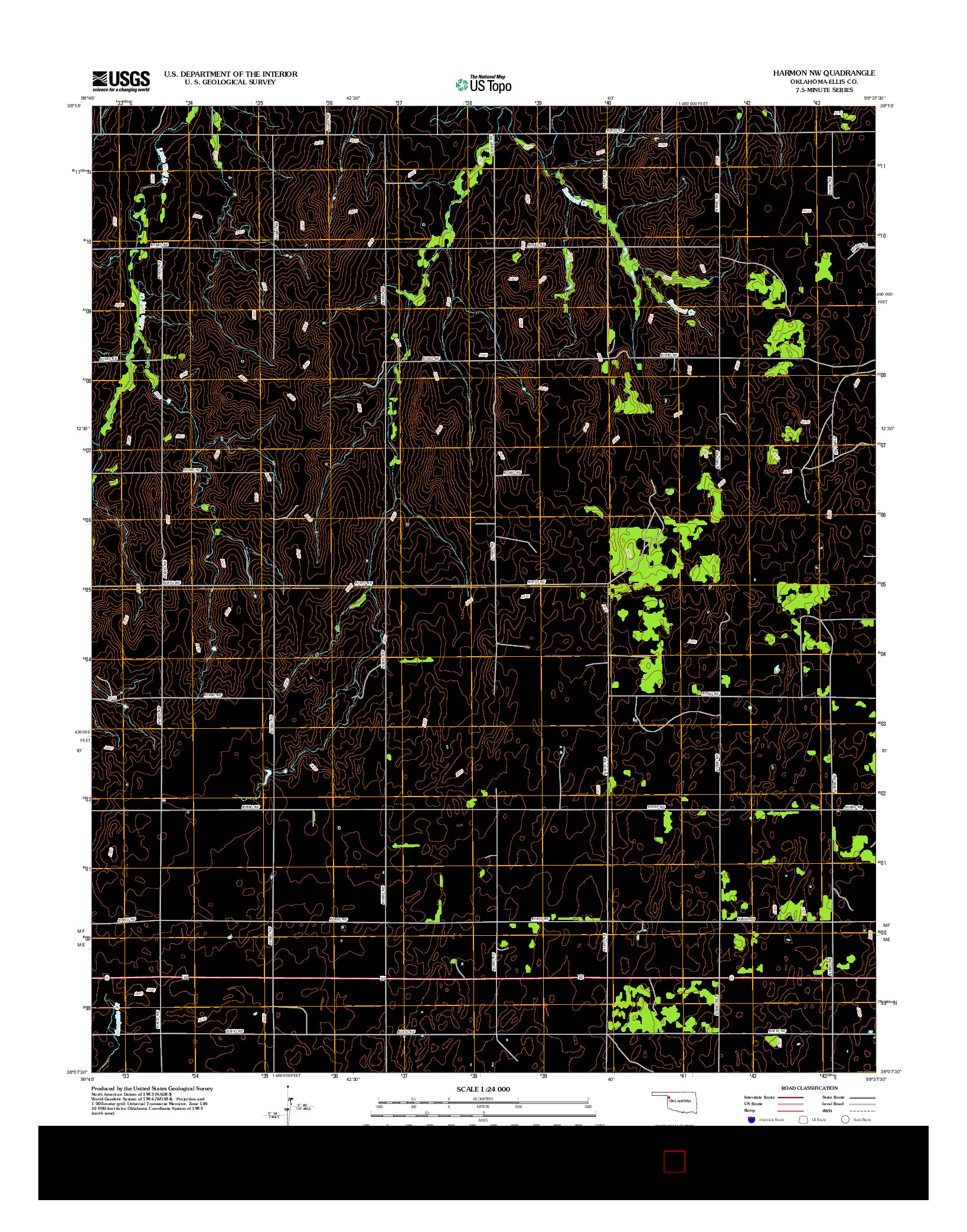 USGS US TOPO 7.5-MINUTE MAP FOR HARMON NW, OK 2012