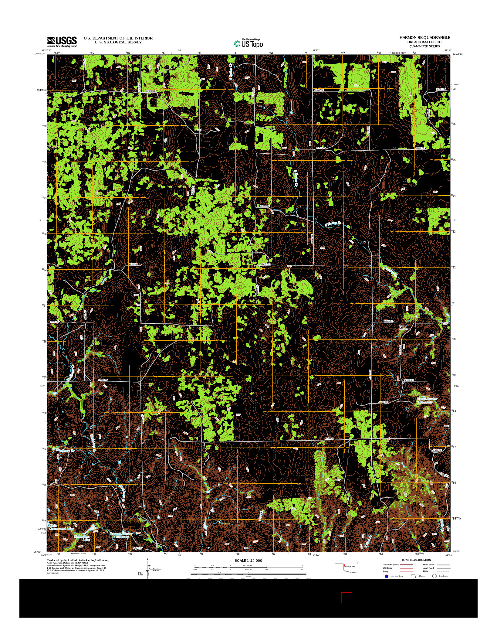 USGS US TOPO 7.5-MINUTE MAP FOR HARMON SE, OK 2012