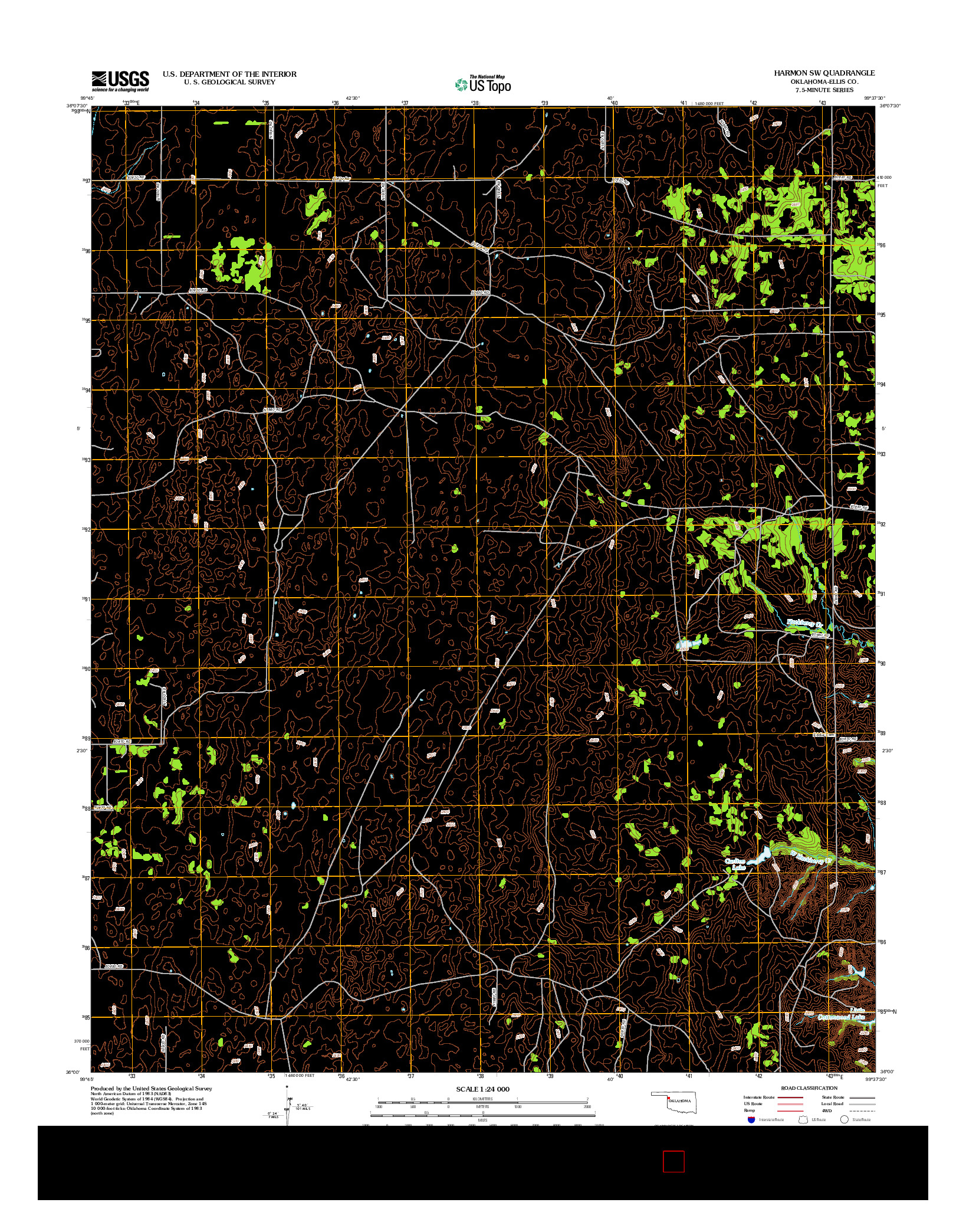 USGS US TOPO 7.5-MINUTE MAP FOR HARMON SW, OK 2012