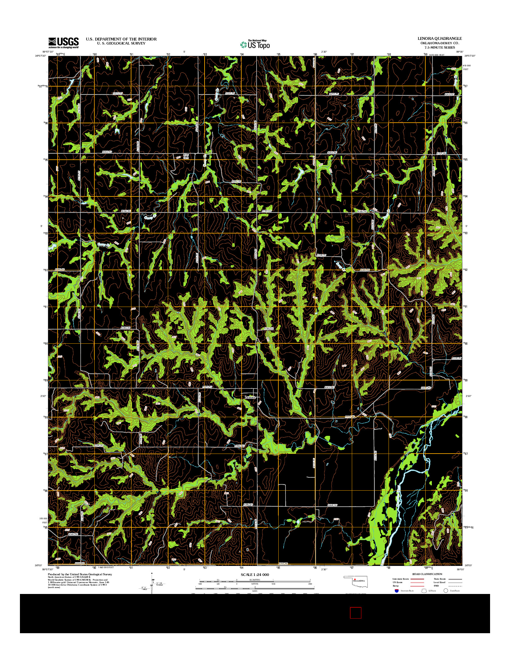 USGS US TOPO 7.5-MINUTE MAP FOR LENORA, OK 2012