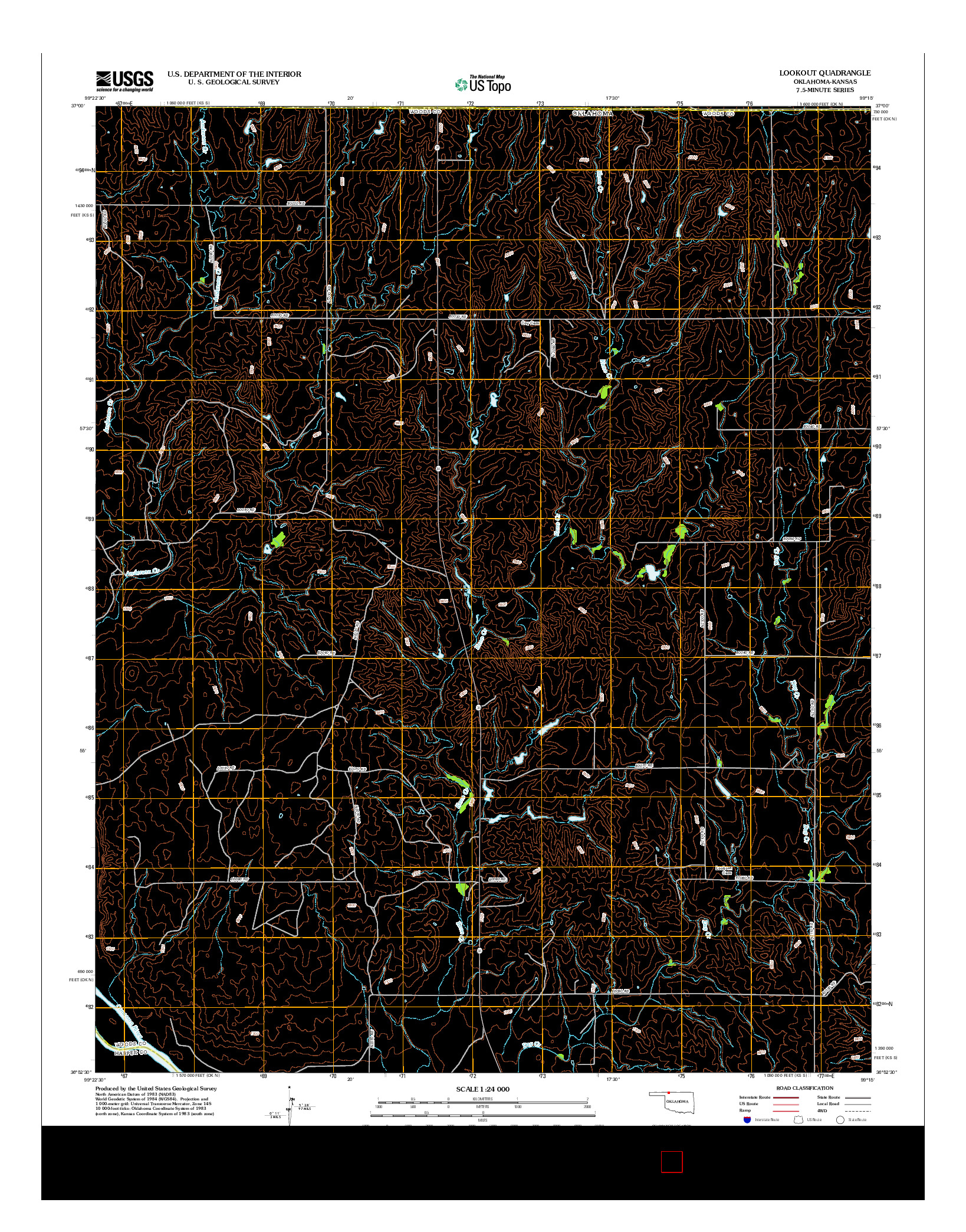USGS US TOPO 7.5-MINUTE MAP FOR LOOKOUT, OK-KS 2012