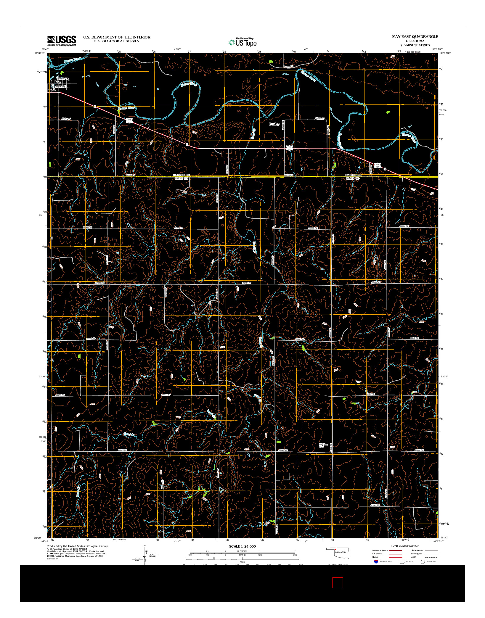 USGS US TOPO 7.5-MINUTE MAP FOR MAY EAST, OK 2012