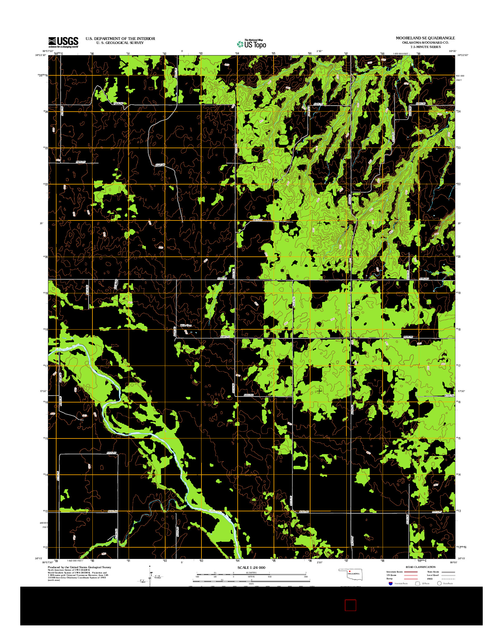 USGS US TOPO 7.5-MINUTE MAP FOR MOORELAND SE, OK 2012