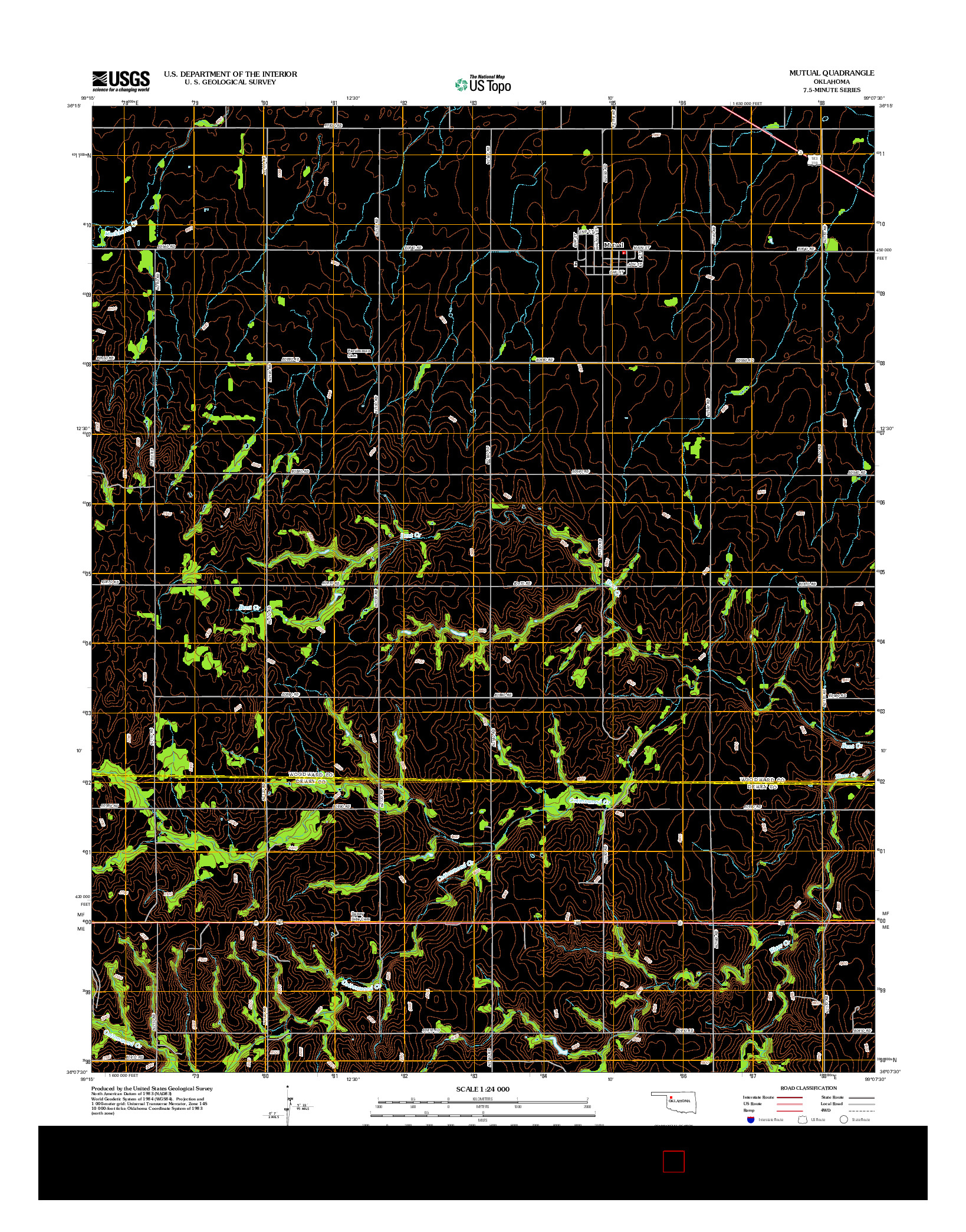 USGS US TOPO 7.5-MINUTE MAP FOR MUTUAL, OK 2012