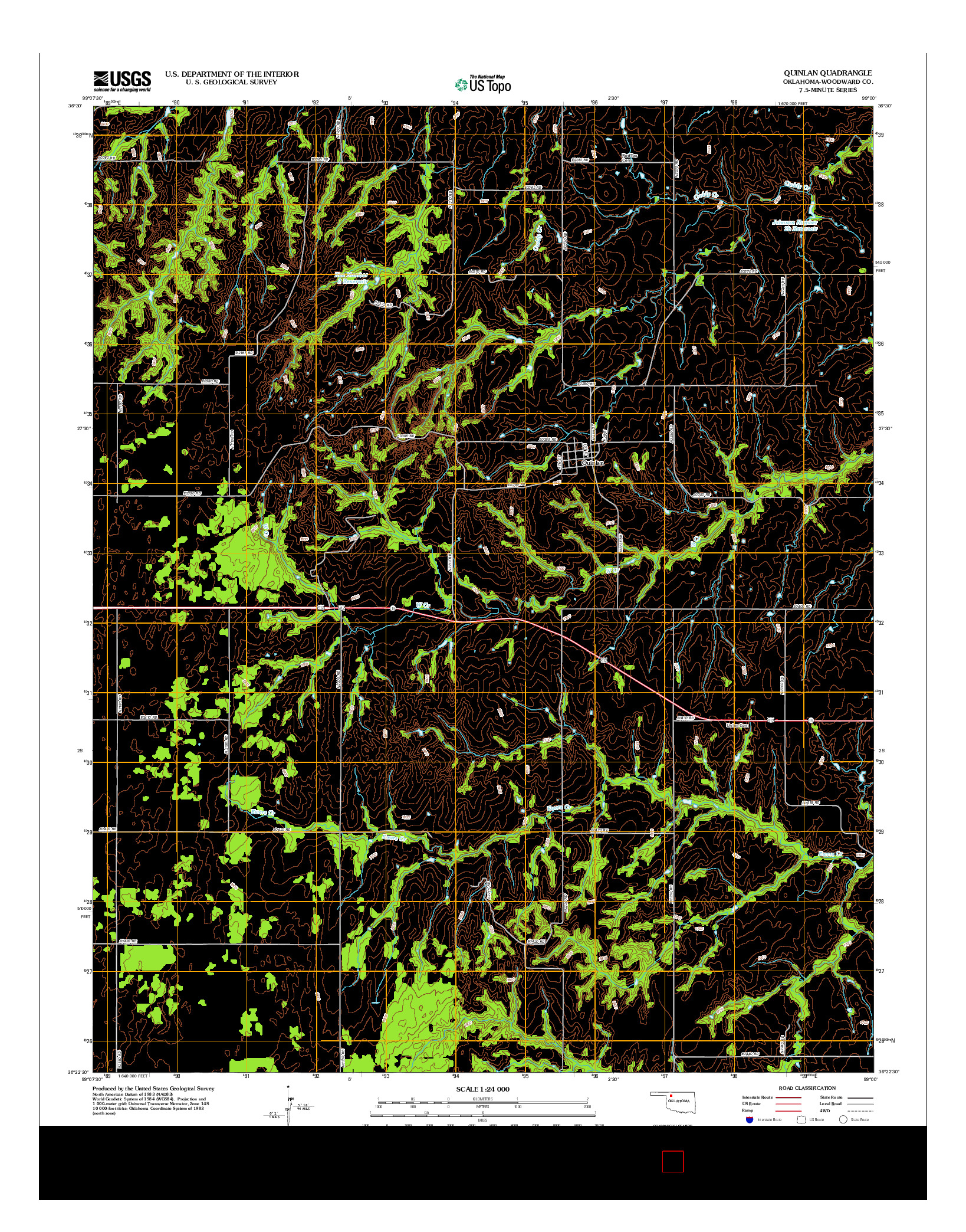 USGS US TOPO 7.5-MINUTE MAP FOR QUINLAN, OK 2012