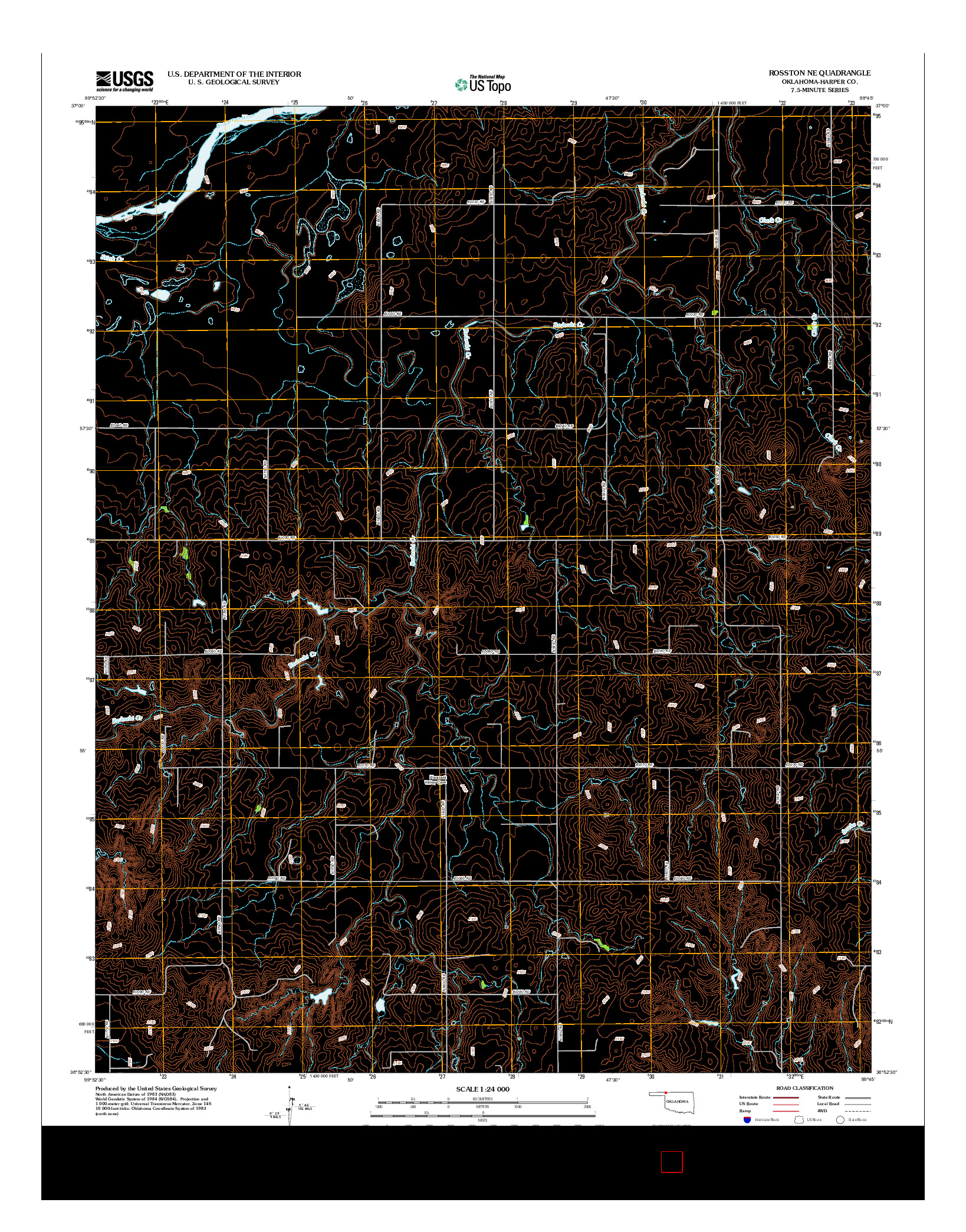 USGS US TOPO 7.5-MINUTE MAP FOR ROSSTON NE, OK 2012