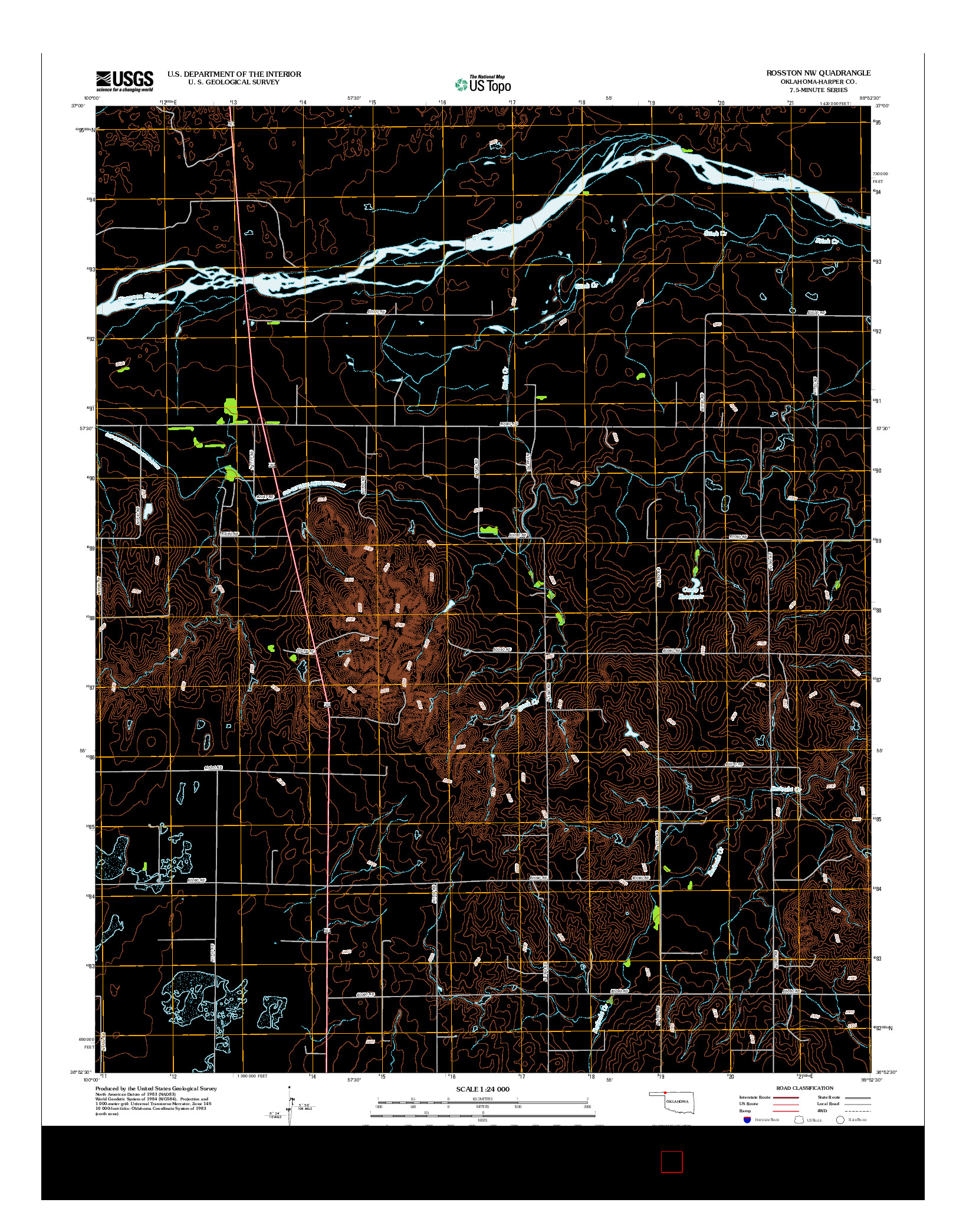 USGS US TOPO 7.5-MINUTE MAP FOR ROSSTON NW, OK 2012