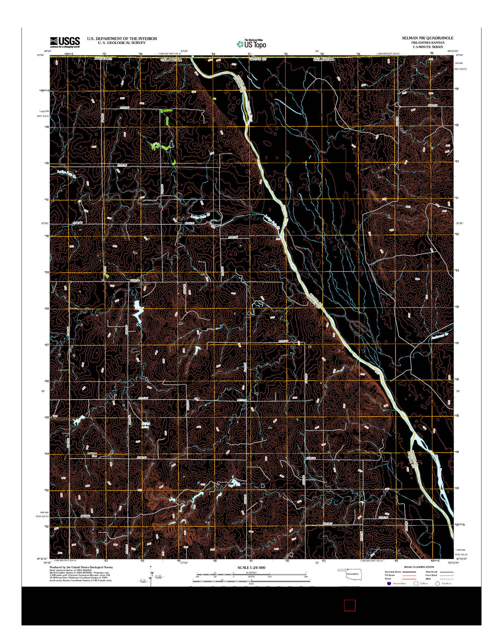 USGS US TOPO 7.5-MINUTE MAP FOR SELMAN NW, OK-KS 2012