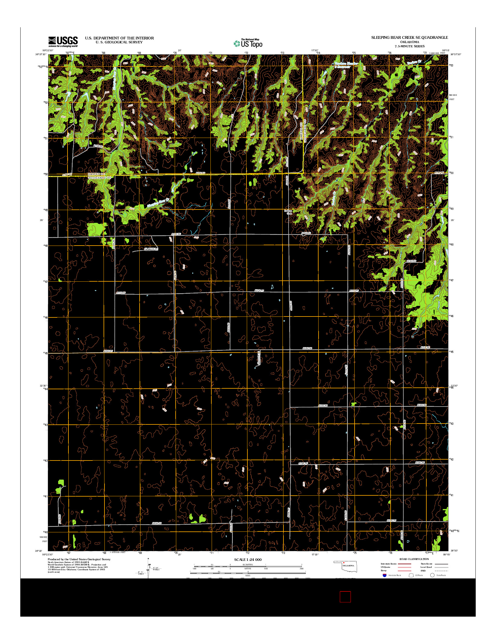 USGS US TOPO 7.5-MINUTE MAP FOR SLEEPING BEAR CREEK SE, OK 2012
