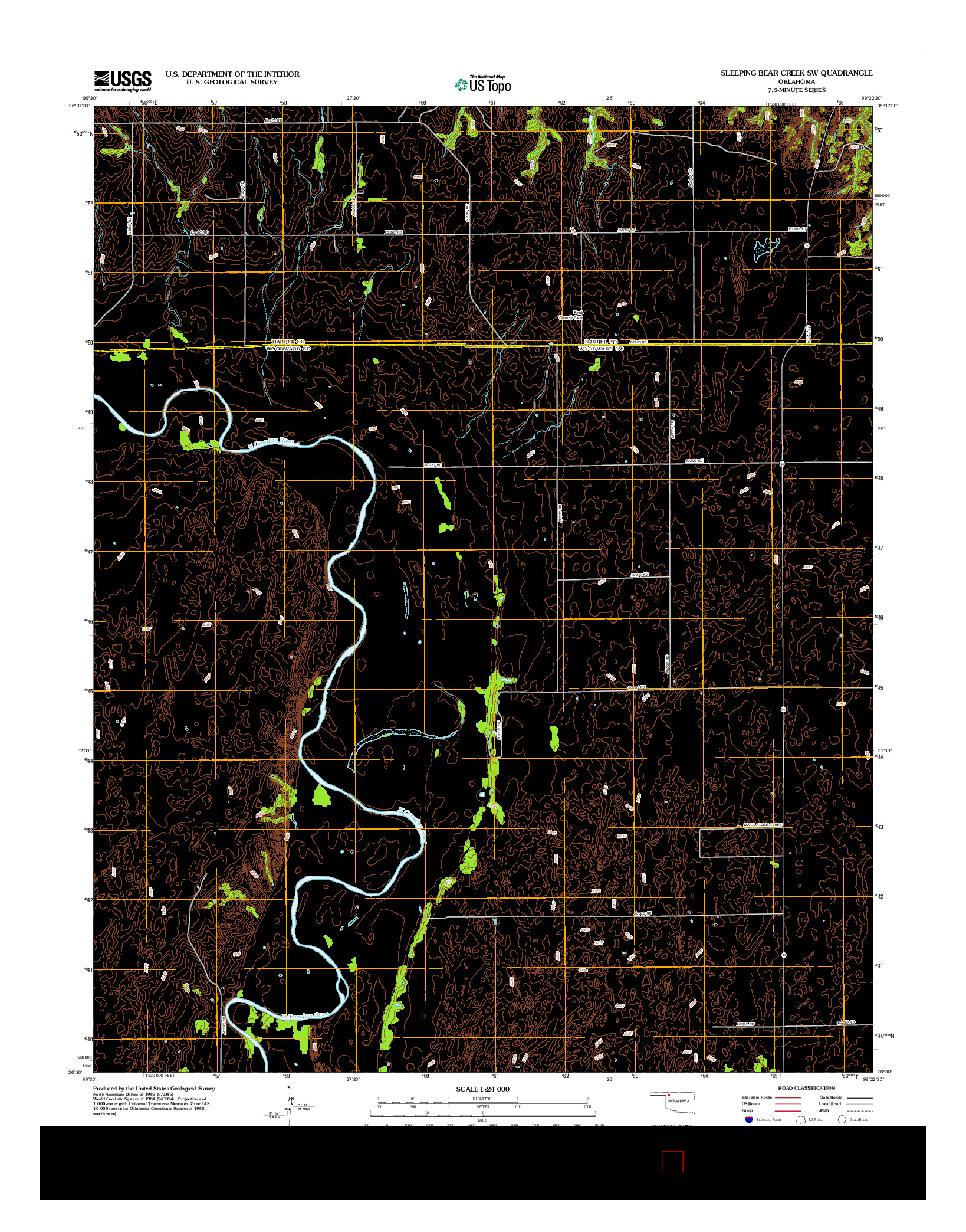 USGS US TOPO 7.5-MINUTE MAP FOR SLEEPING BEAR CREEK SW, OK 2012