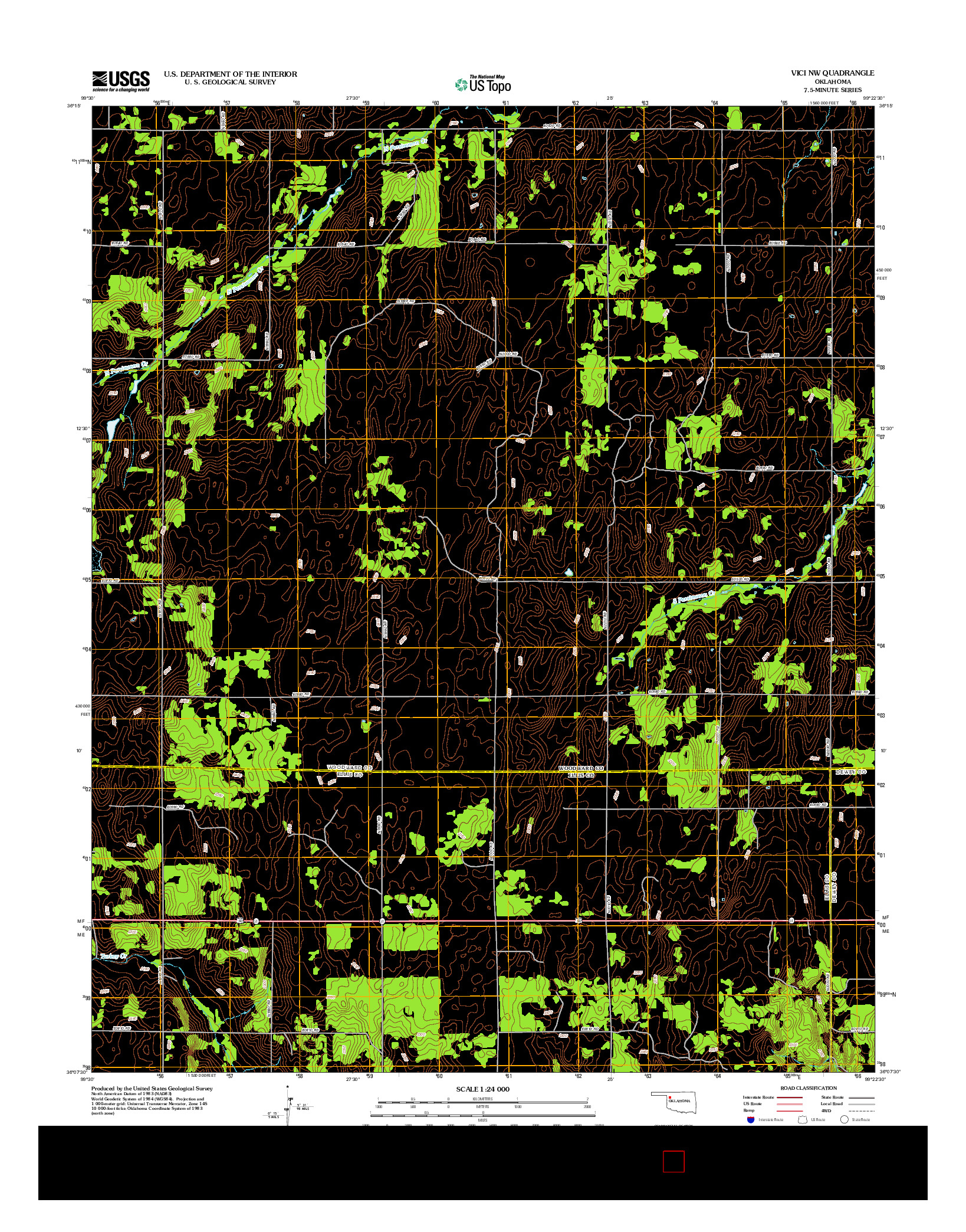 USGS US TOPO 7.5-MINUTE MAP FOR VICI NW, OK 2012