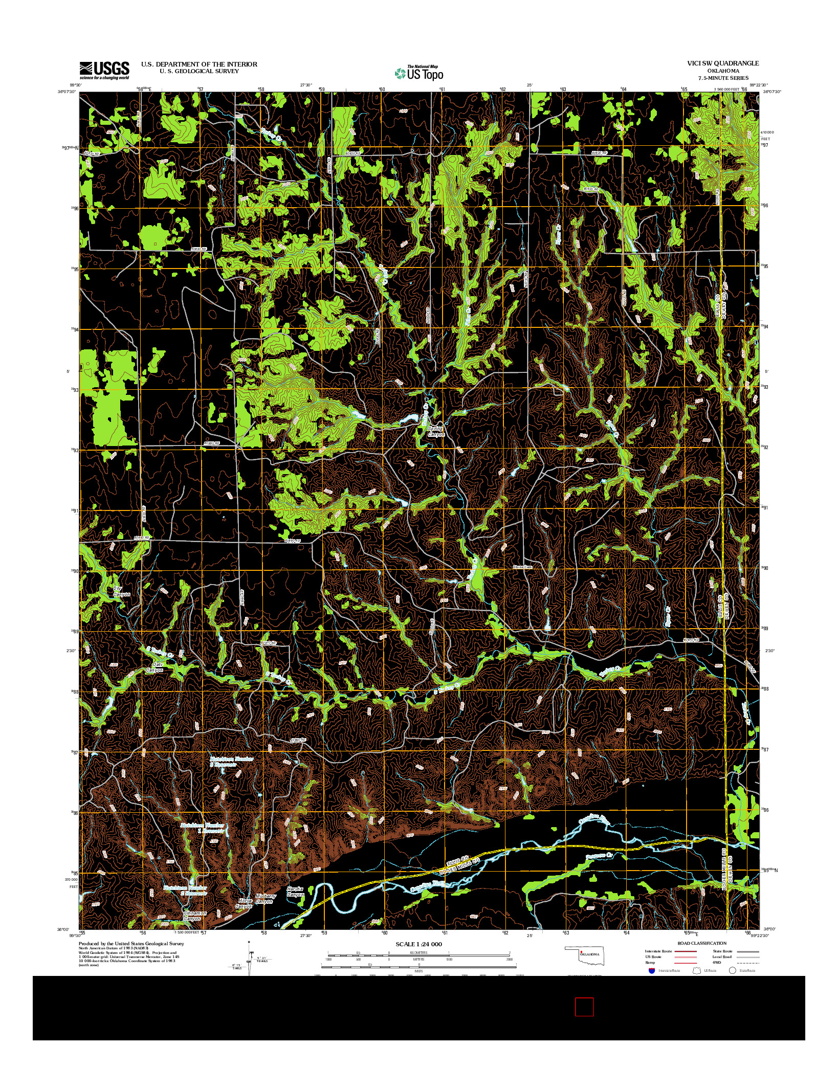 USGS US TOPO 7.5-MINUTE MAP FOR VICI SW, OK 2012