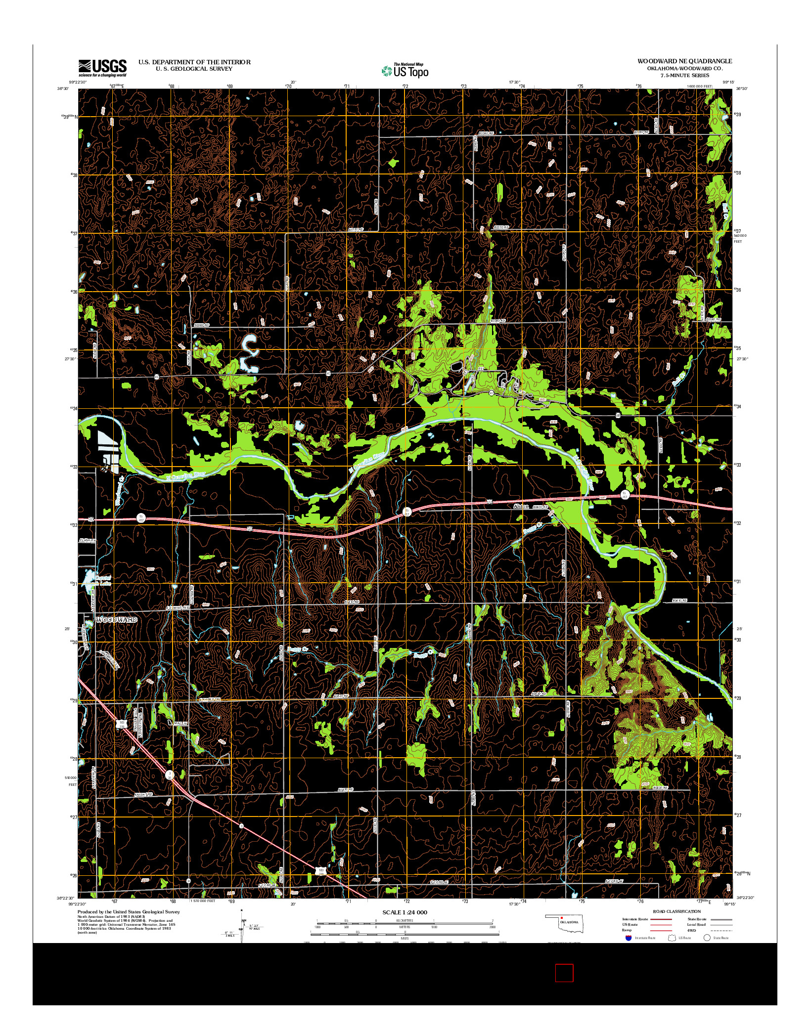 USGS US TOPO 7.5-MINUTE MAP FOR WOODWARD NE, OK 2012