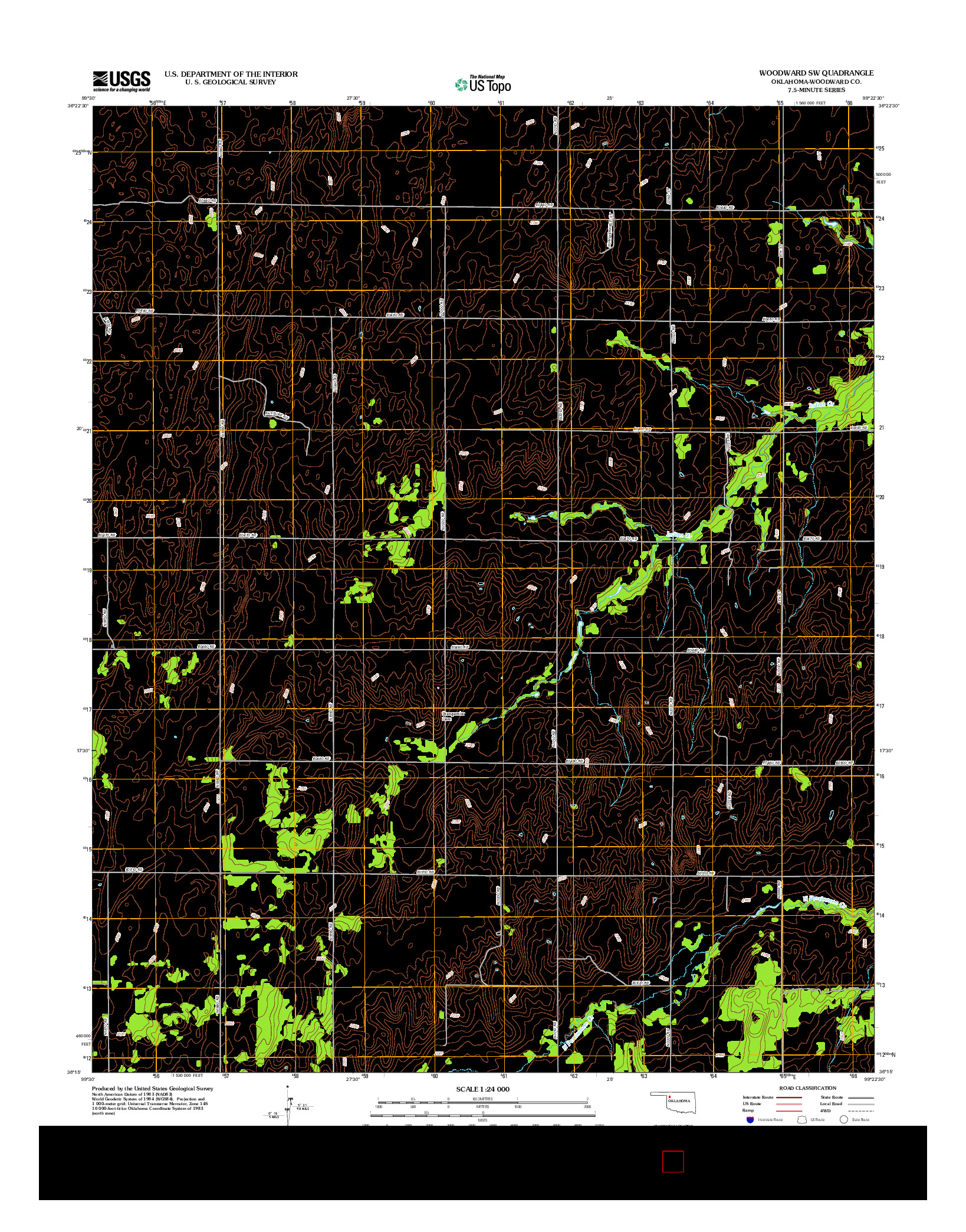 USGS US TOPO 7.5-MINUTE MAP FOR WOODWARD SW, OK 2012