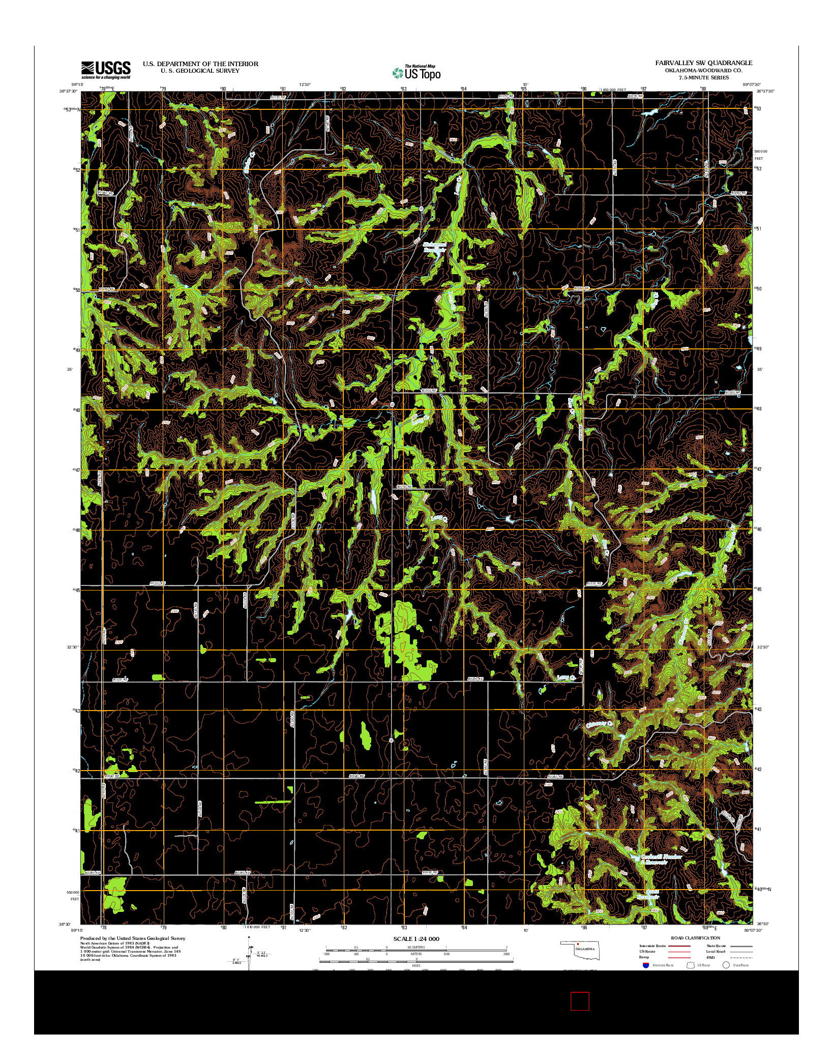 USGS US TOPO 7.5-MINUTE MAP FOR FAIRVALLEY SW, OK 2012