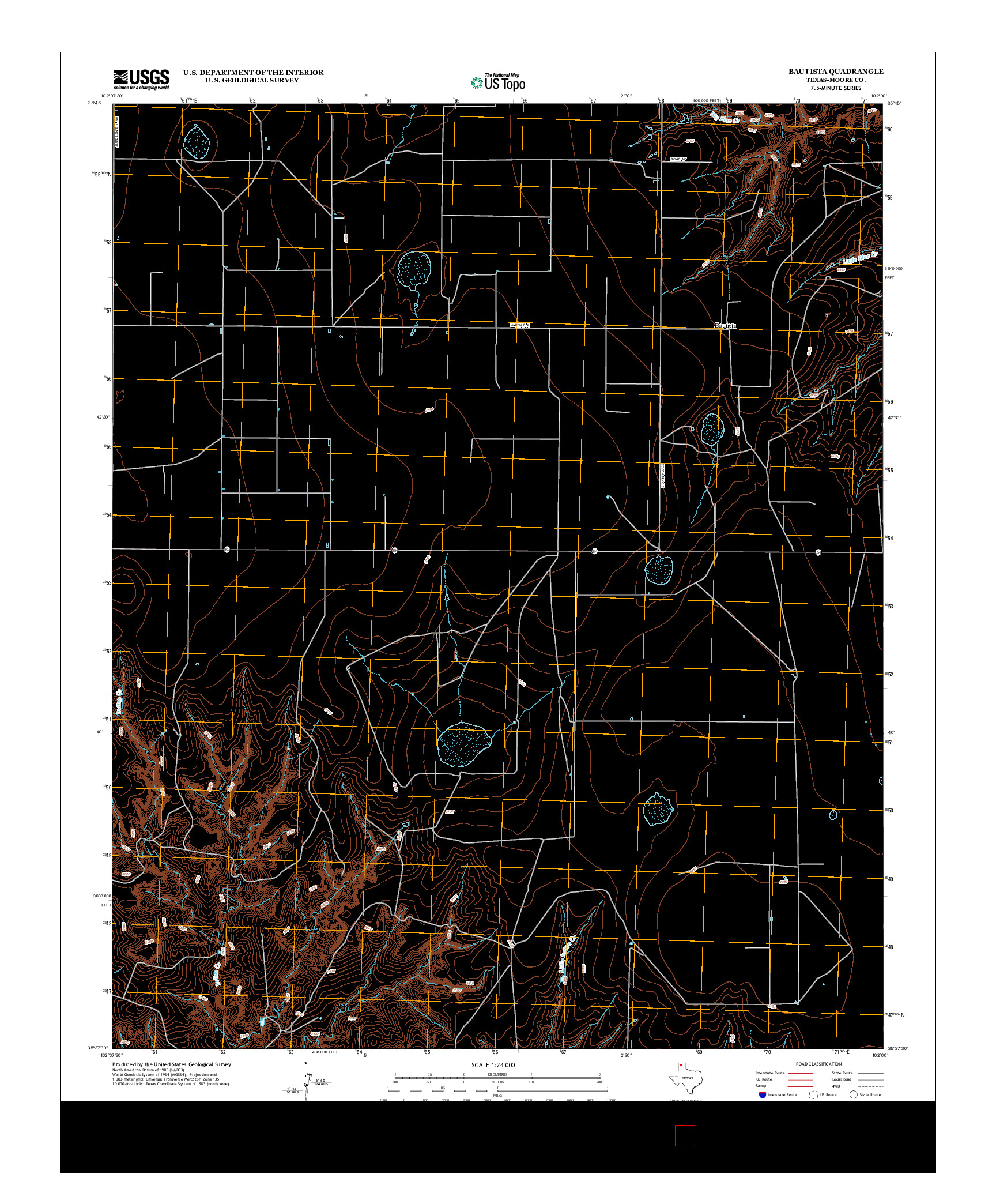 USGS US TOPO 7.5-MINUTE MAP FOR BAUTISTA, TX 2012