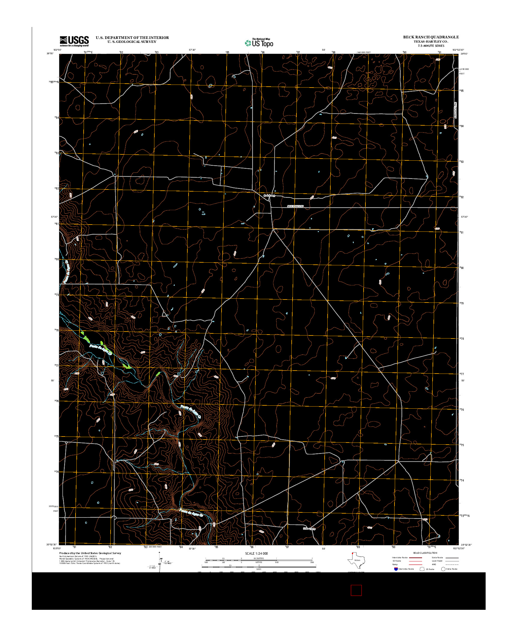 USGS US TOPO 7.5-MINUTE MAP FOR BECK RANCH, TX 2012