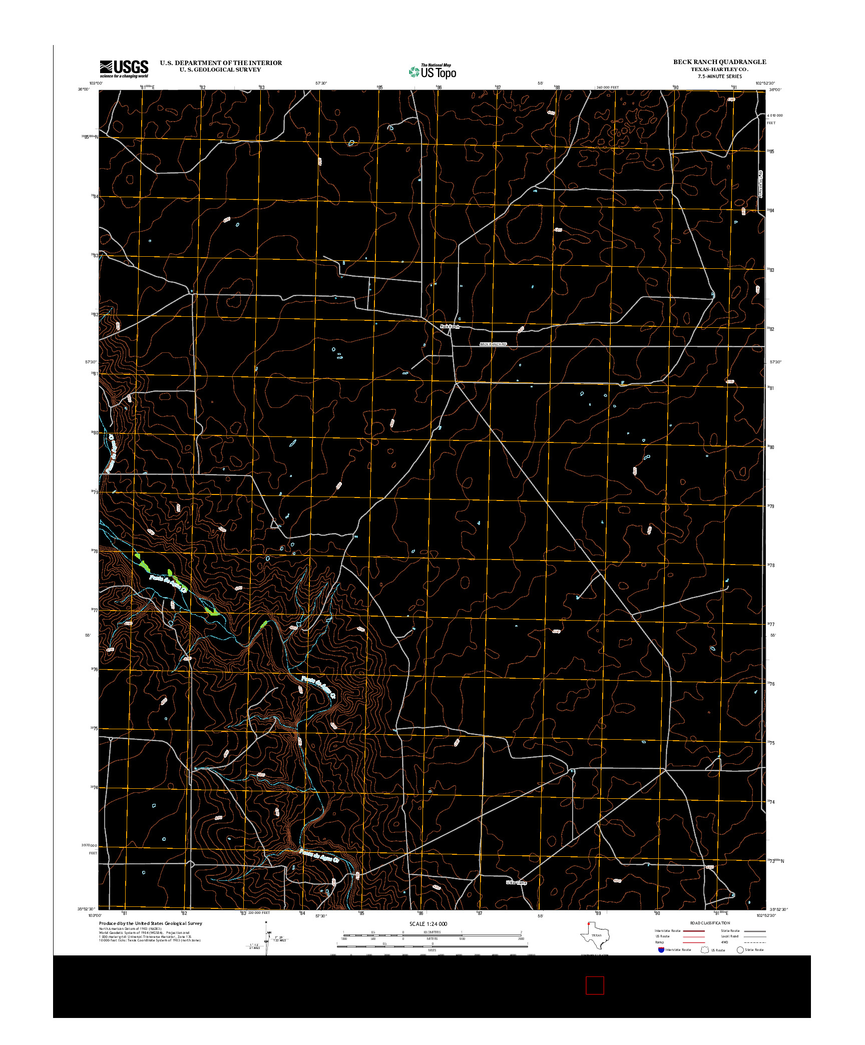 USGS US TOPO 7.5-MINUTE MAP FOR BECK RANCH, TX 2012