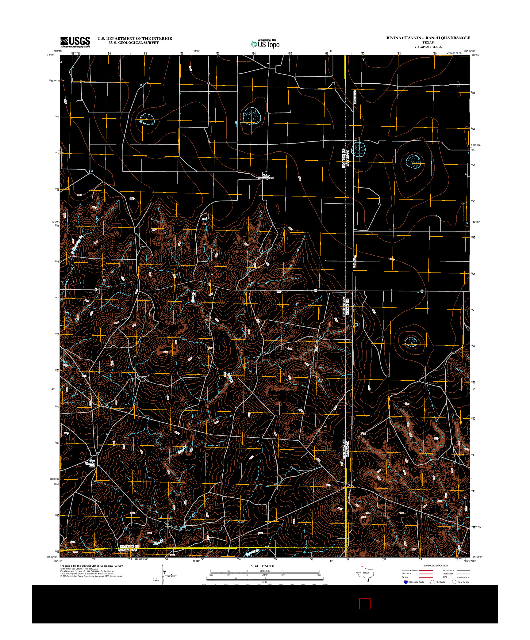 USGS US TOPO 7.5-MINUTE MAP FOR BIVINS CHANNING RANCH, TX 2012