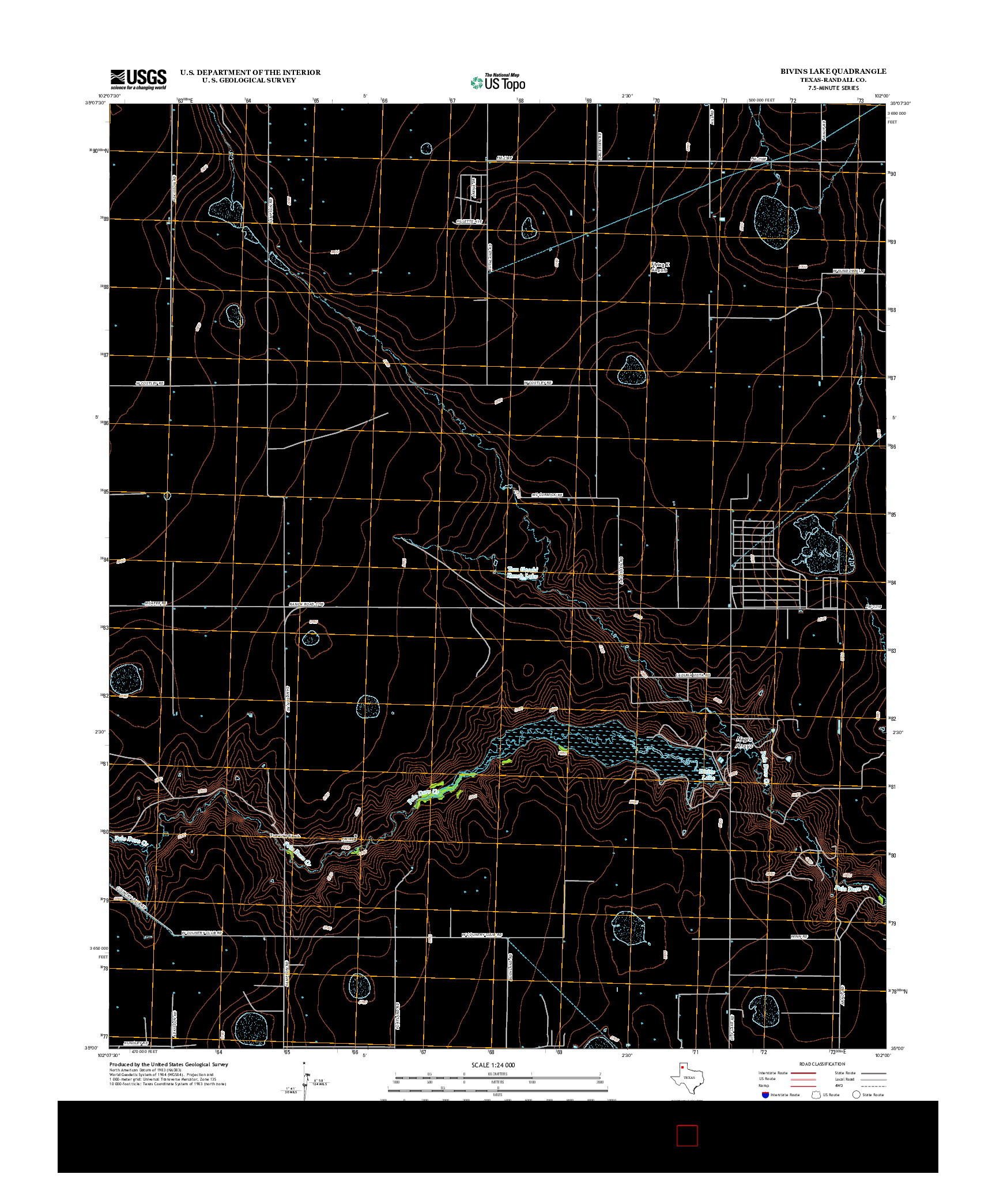 USGS US TOPO 7.5-MINUTE MAP FOR BIVINS LAKE, TX 2012