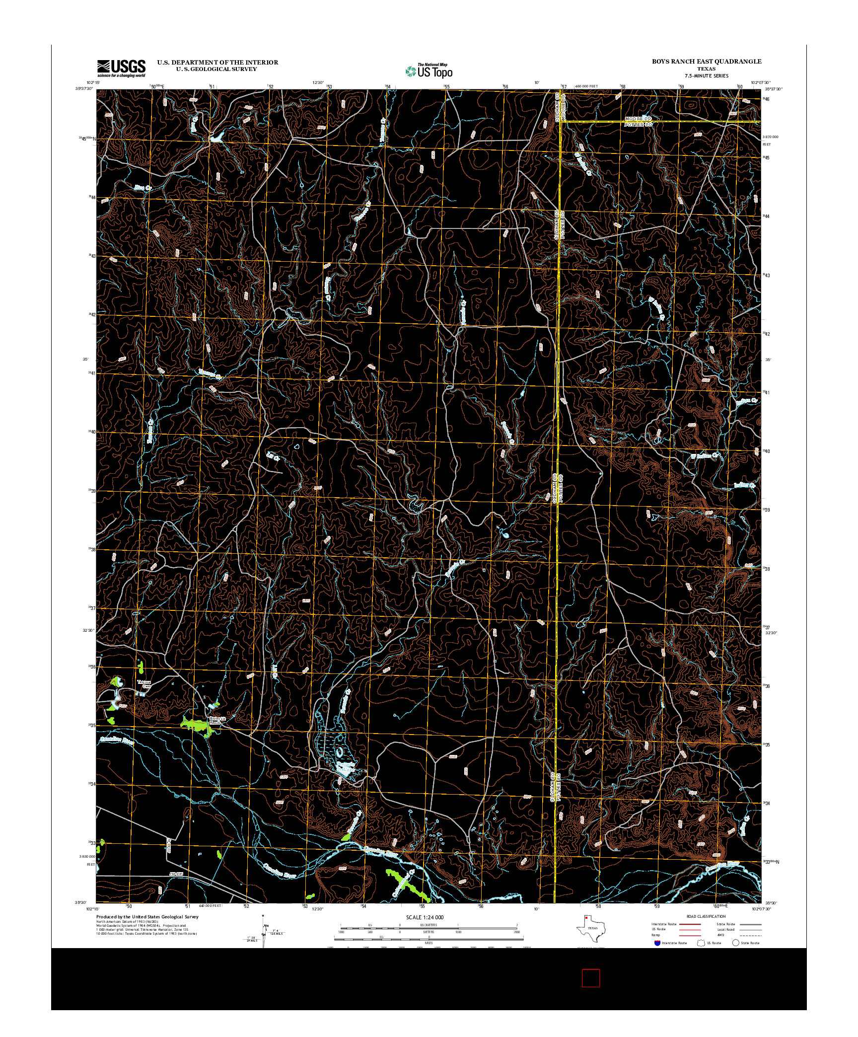 USGS US TOPO 7.5-MINUTE MAP FOR BOYS RANCH EAST, TX 2012