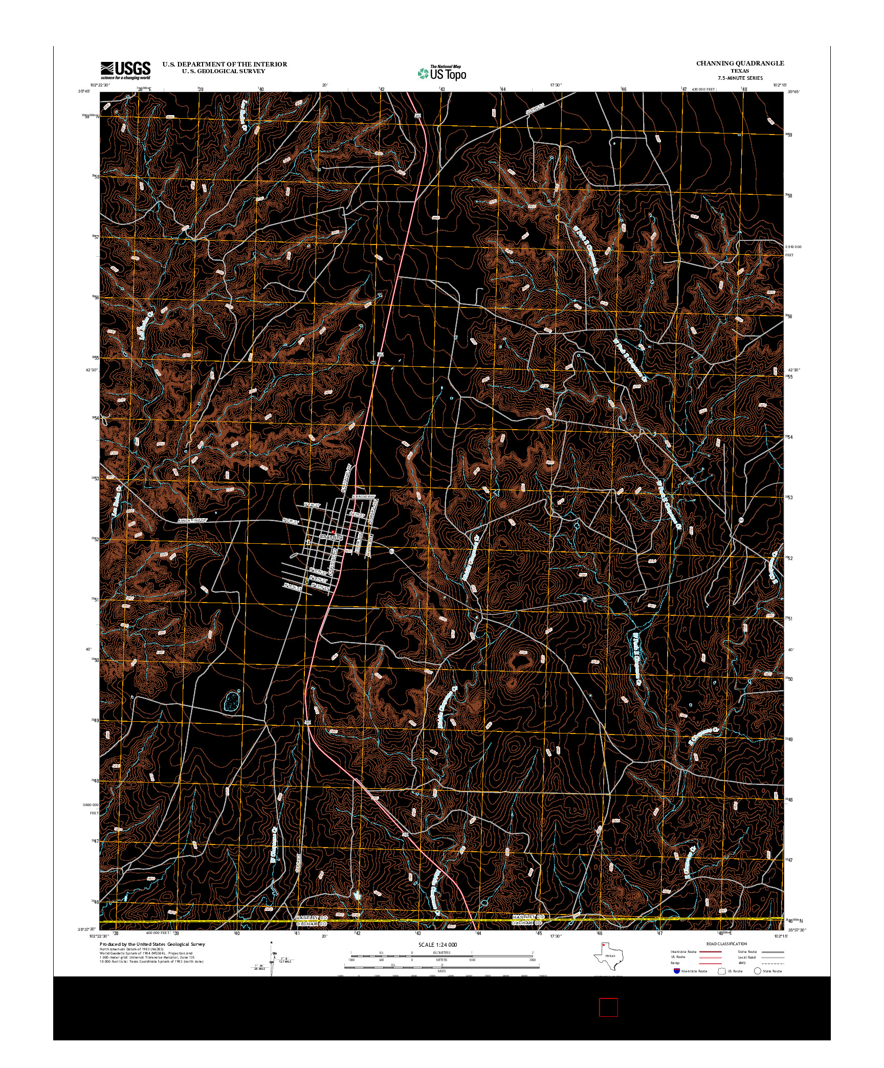 USGS US TOPO 7.5-MINUTE MAP FOR CHANNING, TX 2012