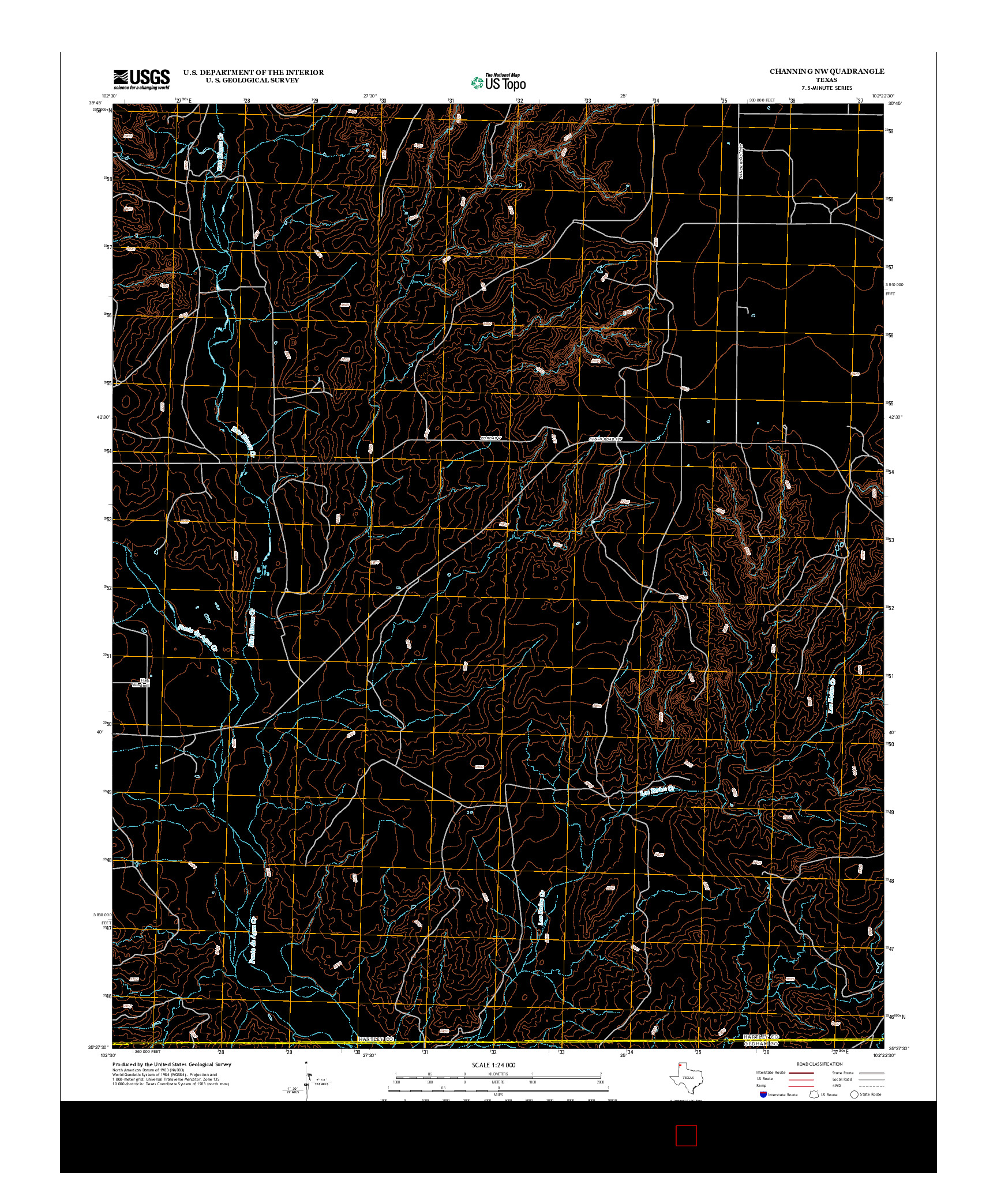 USGS US TOPO 7.5-MINUTE MAP FOR CHANNING NW, TX 2012