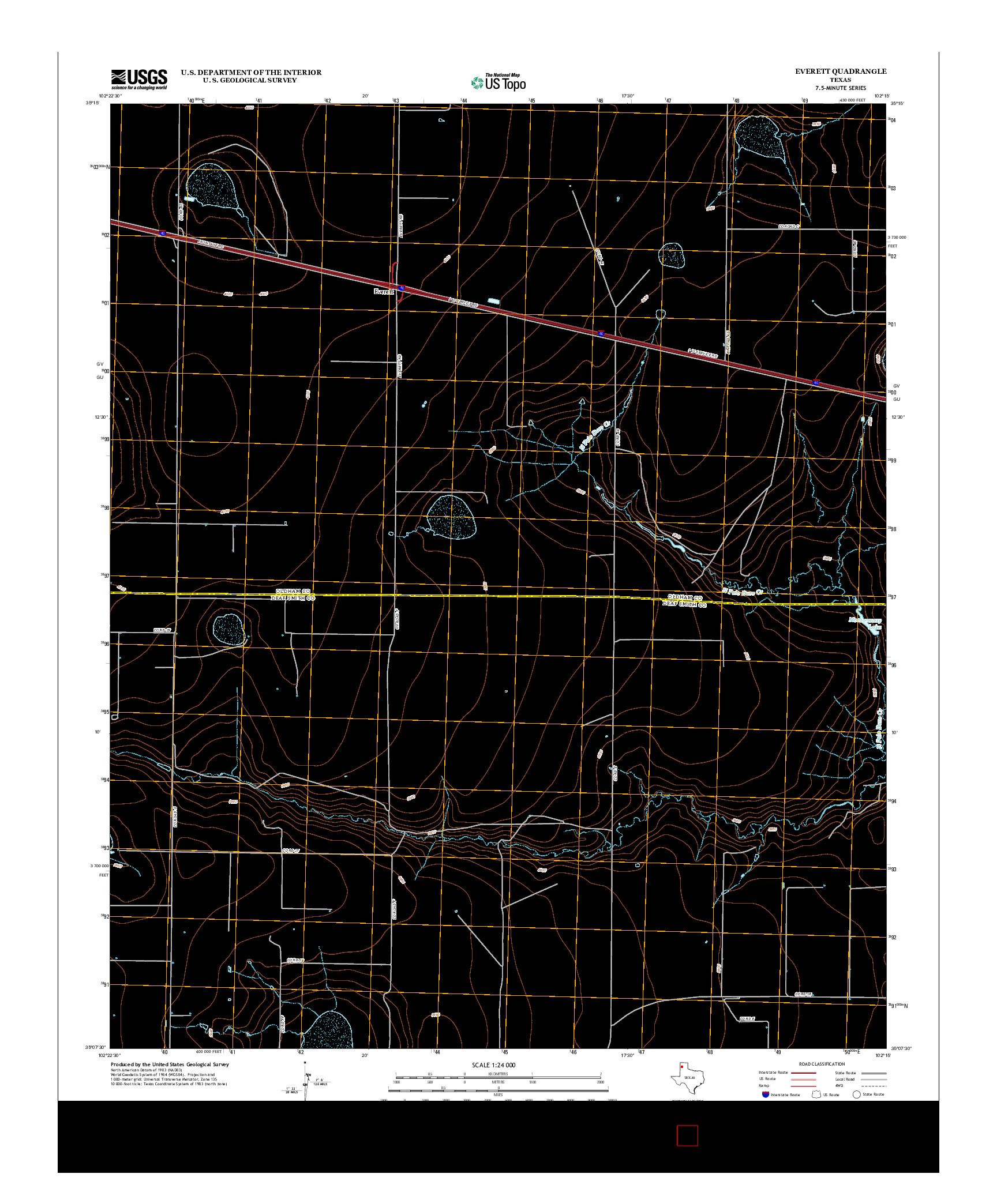 USGS US TOPO 7.5-MINUTE MAP FOR EVERETT, TX 2012