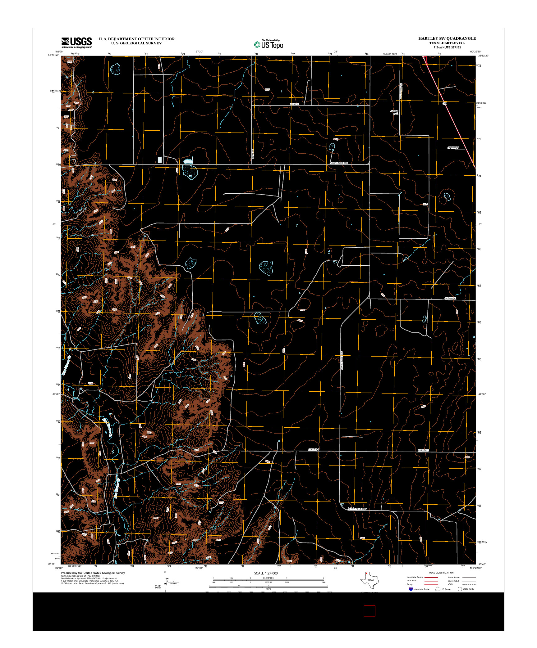 USGS US TOPO 7.5-MINUTE MAP FOR HARTLEY SW, TX 2012