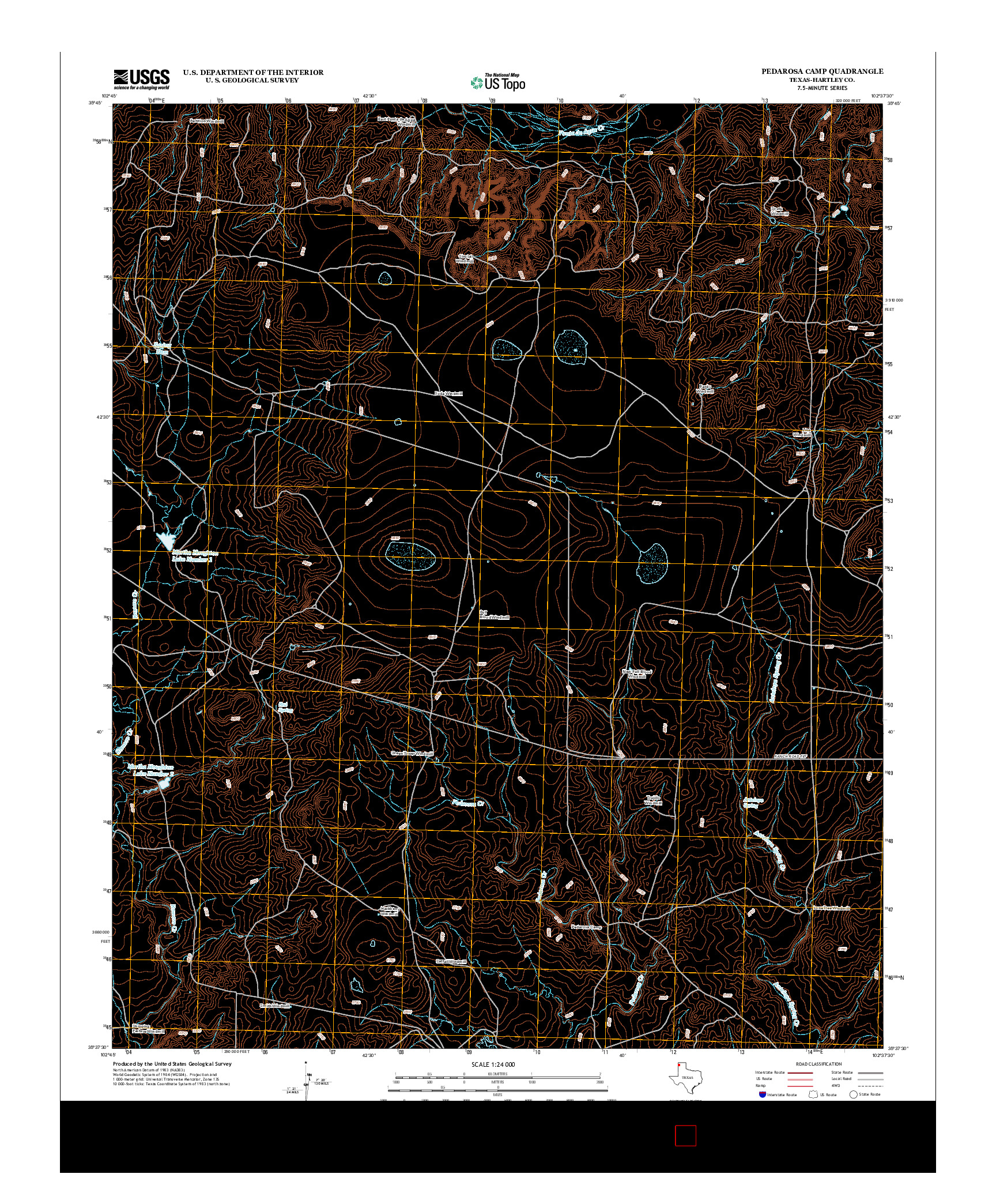 USGS US TOPO 7.5-MINUTE MAP FOR PEDAROSA CAMP, TX 2012