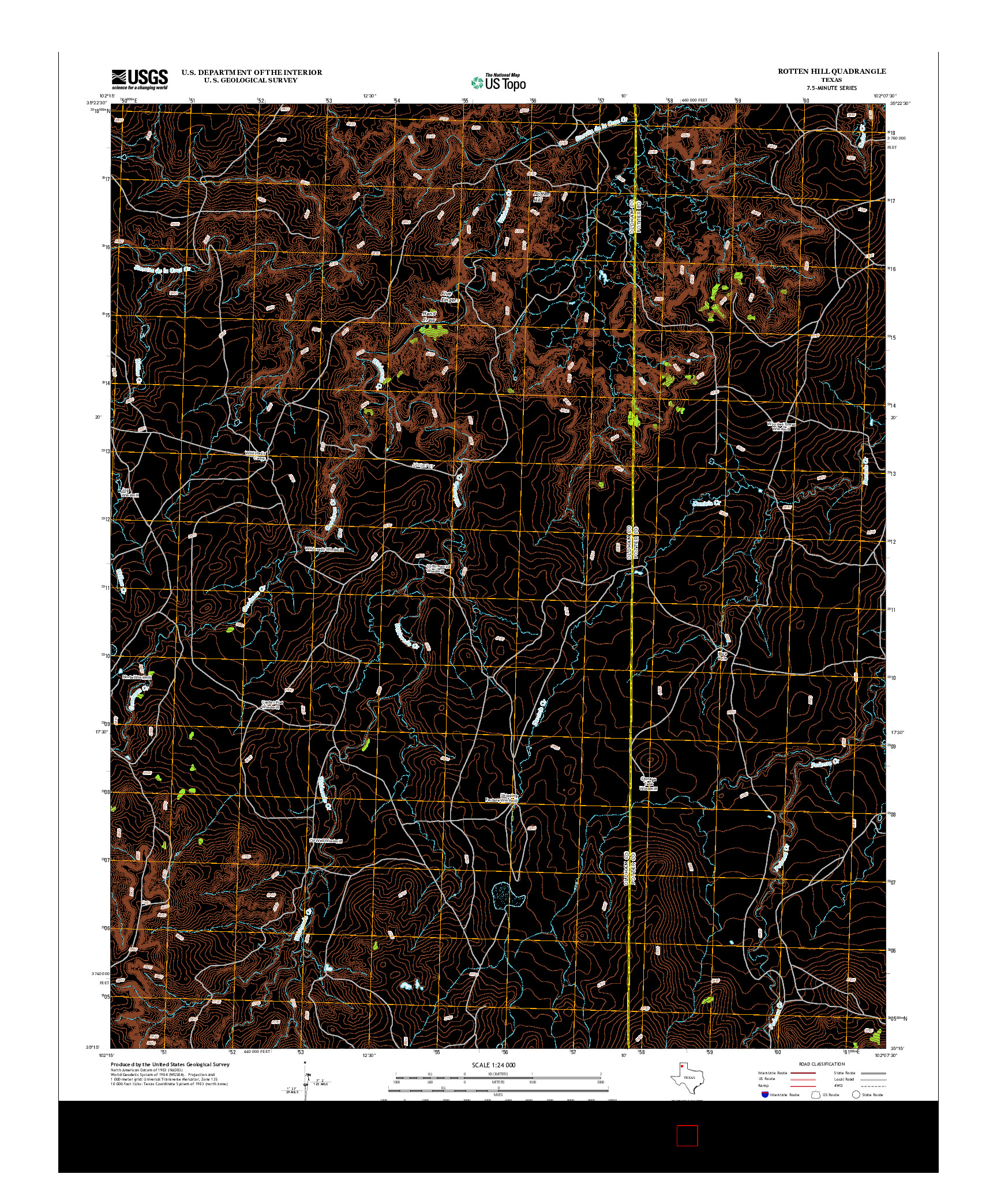 USGS US TOPO 7.5-MINUTE MAP FOR ROTTEN HILL, TX 2012