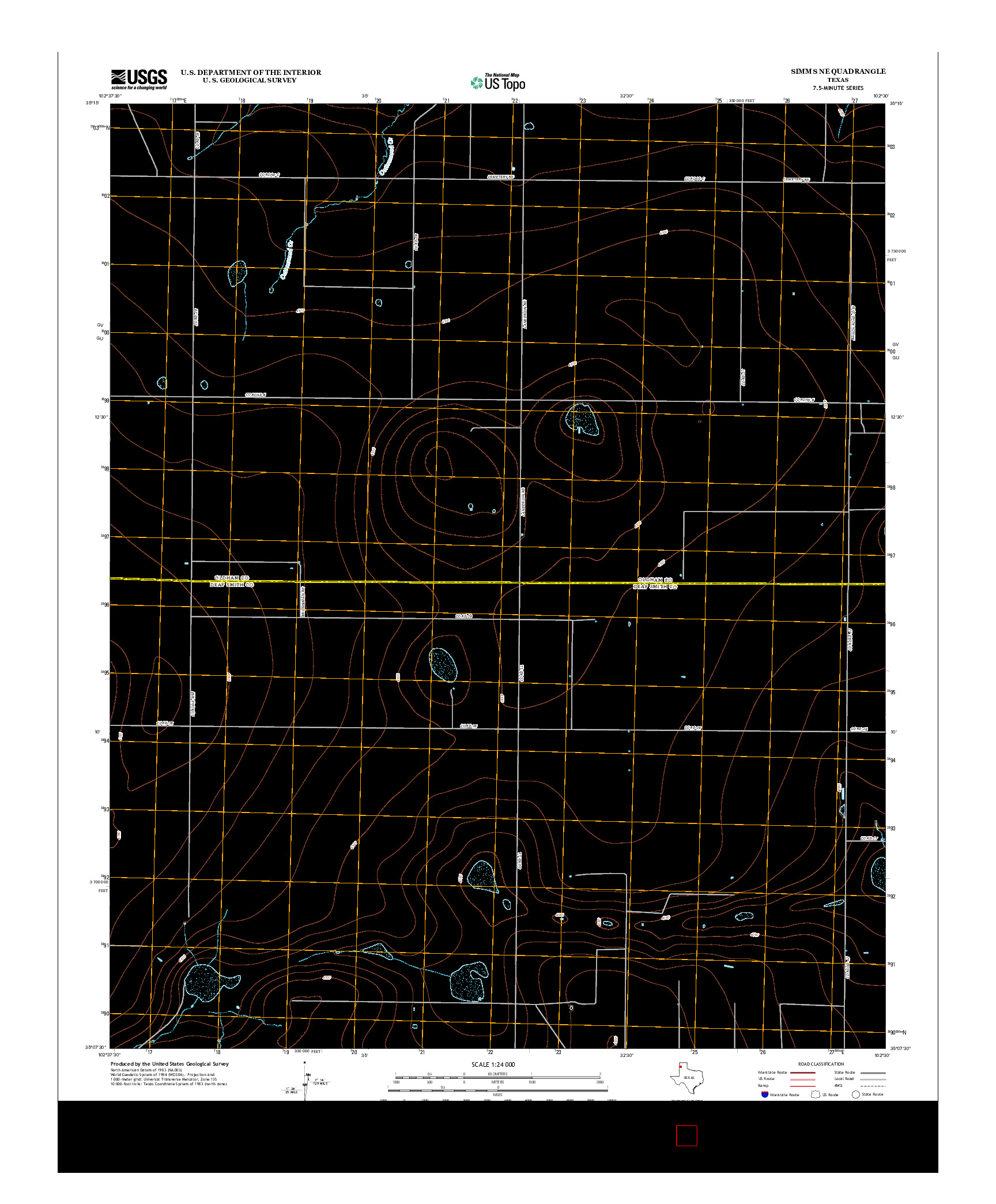 USGS US TOPO 7.5-MINUTE MAP FOR SIMMS NE, TX 2012