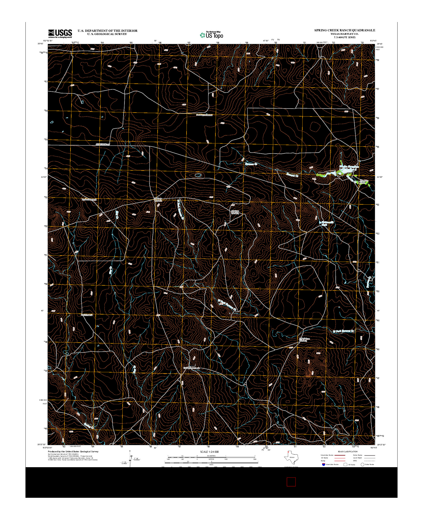 USGS US TOPO 7.5-MINUTE MAP FOR SPRING CREEK RANCH, TX 2012