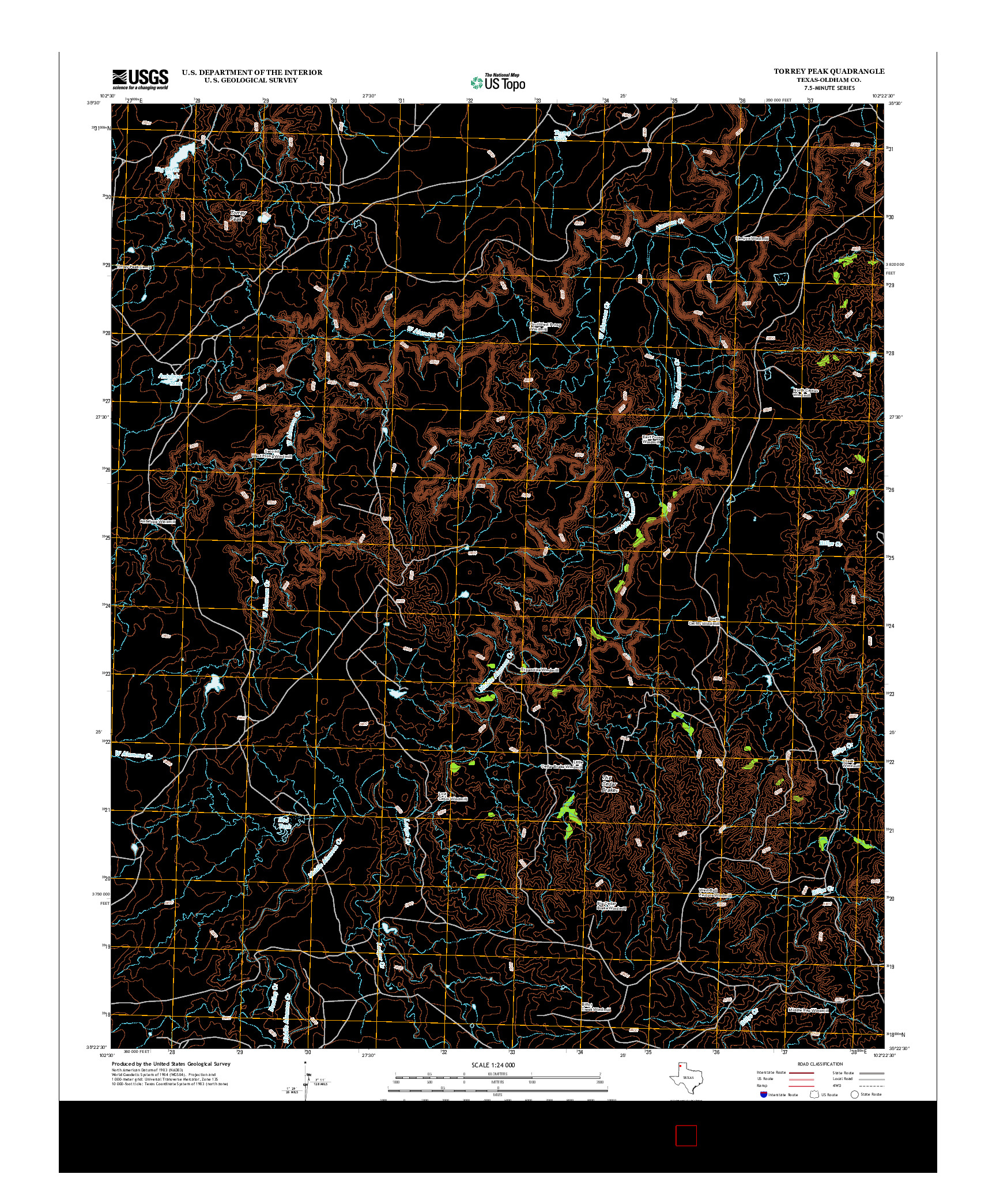 USGS US TOPO 7.5-MINUTE MAP FOR TORREY PEAK, TX 2012