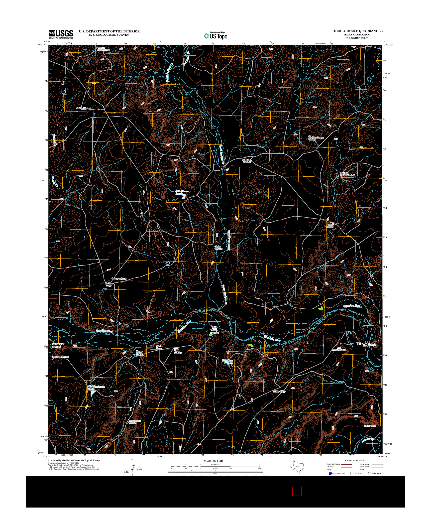 USGS US TOPO 7.5-MINUTE MAP FOR TORREY HOUSE, TX 2012