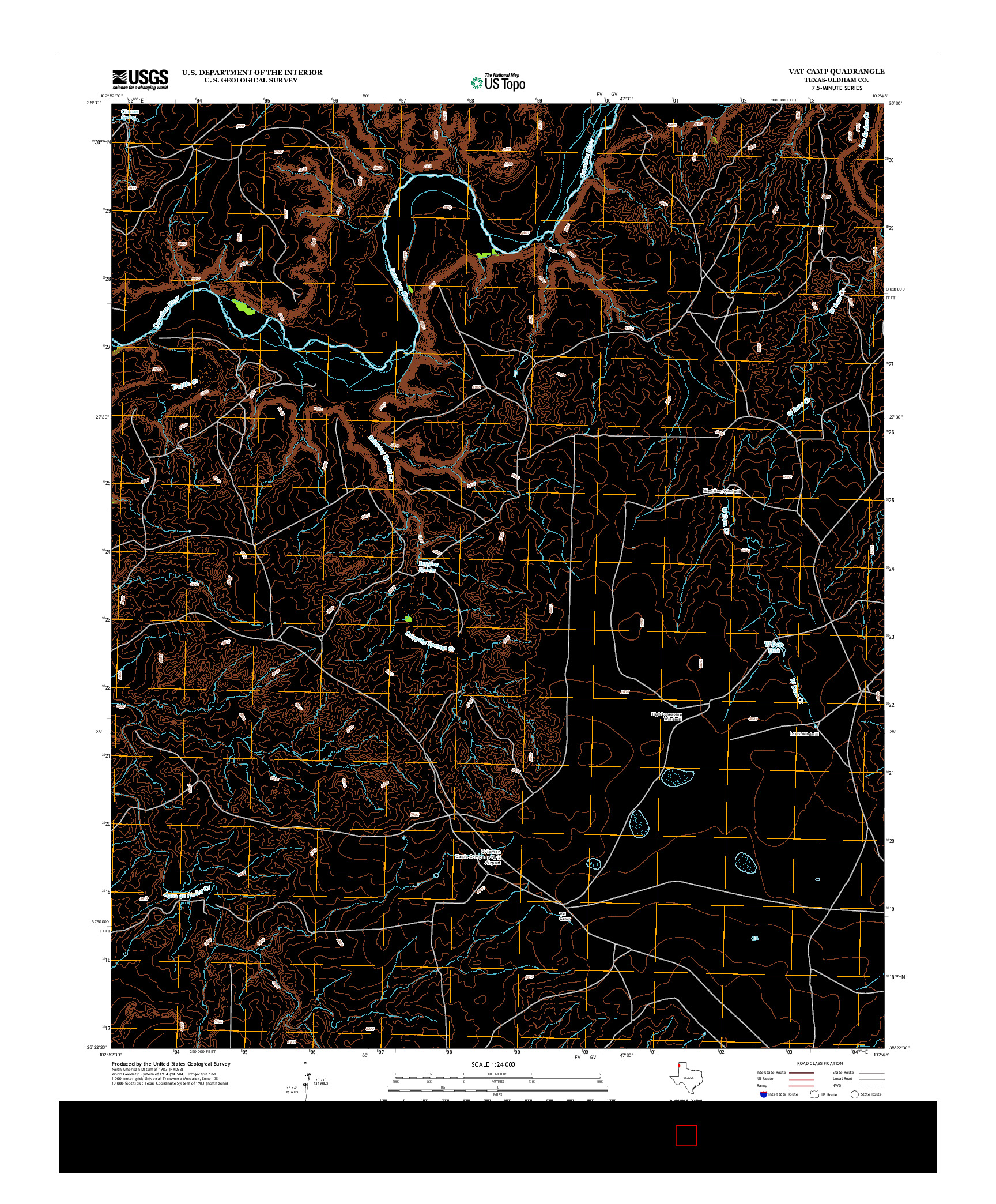 USGS US TOPO 7.5-MINUTE MAP FOR VAT CAMP, TX 2012