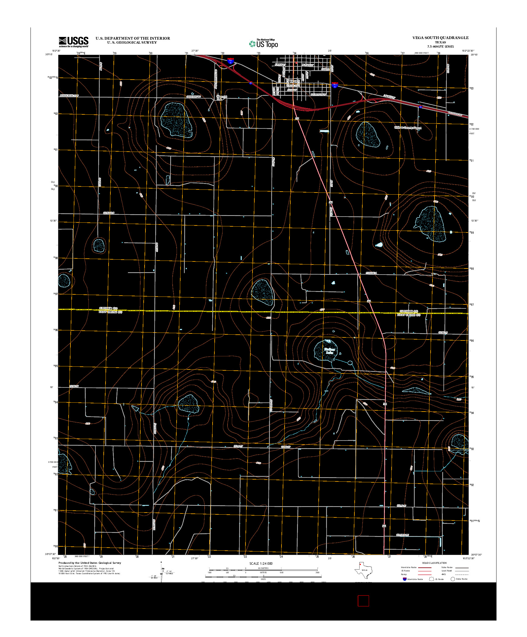 USGS US TOPO 7.5-MINUTE MAP FOR VEGA SOUTH, TX 2012