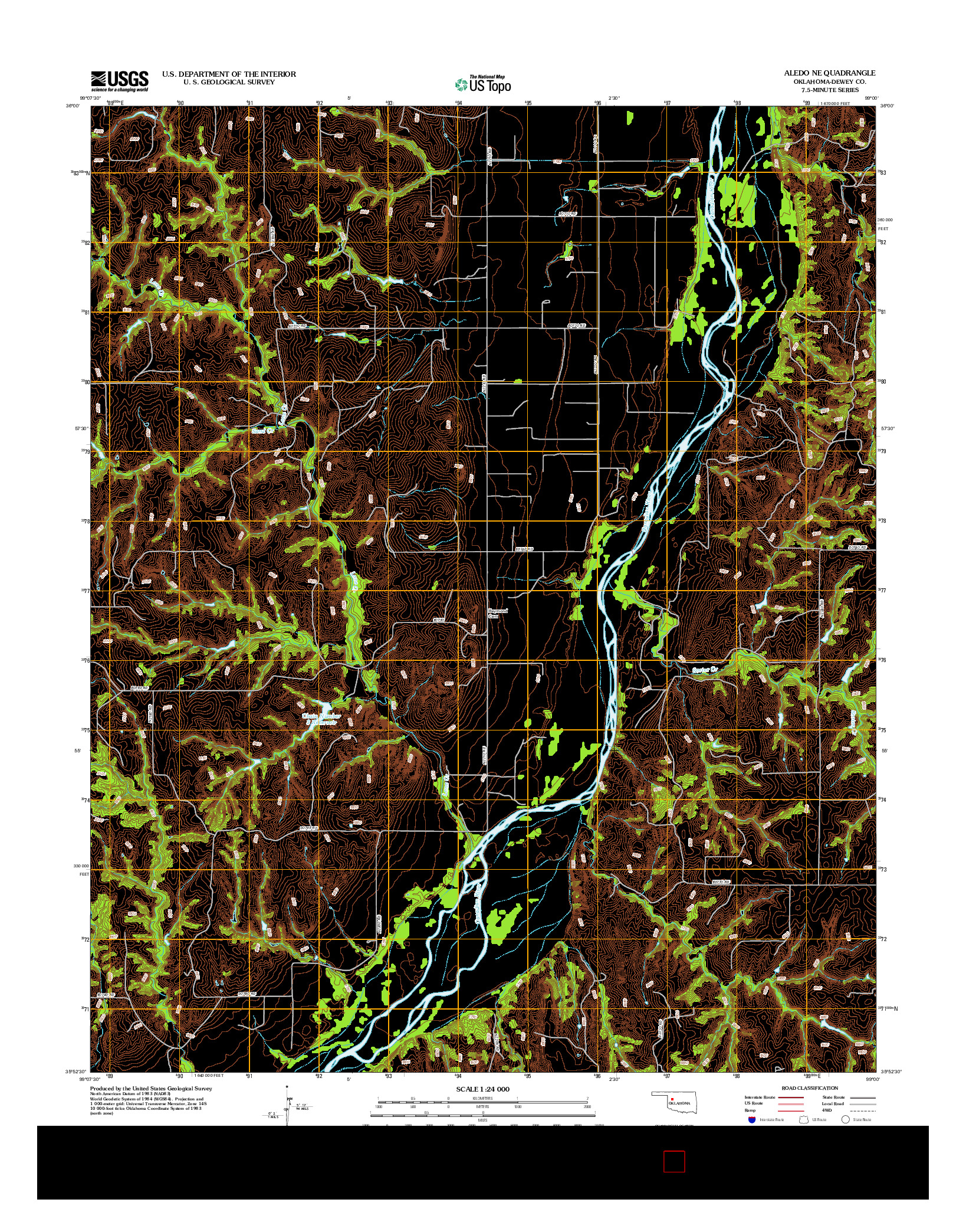 USGS US TOPO 7.5-MINUTE MAP FOR ALEDO NE, OK 2012